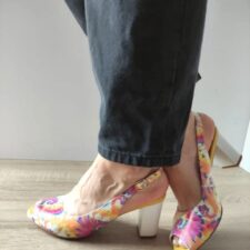 Sandale Elegante Dama  60059D 15-N Floral Roz Cu Galben - Roz -