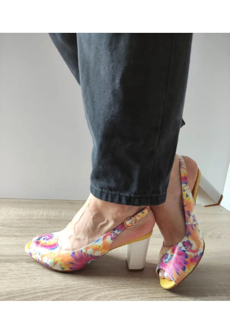 Sandale Elegante Dama 60059D 15-N Floral Roz Cu Galben - Roz - 1 Sandale Elegante Dama 60059D 15-N Floral Roz Cu Galben - Roz -