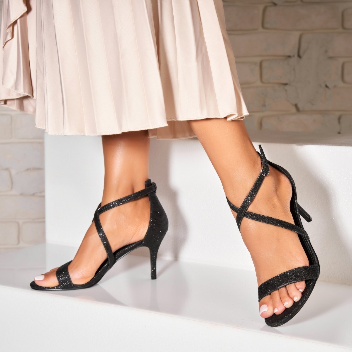 Sandale Elegante din Glitter dama Negre Mylan3 1 Sandale Elegante din Glitter dama Negre Mylan3