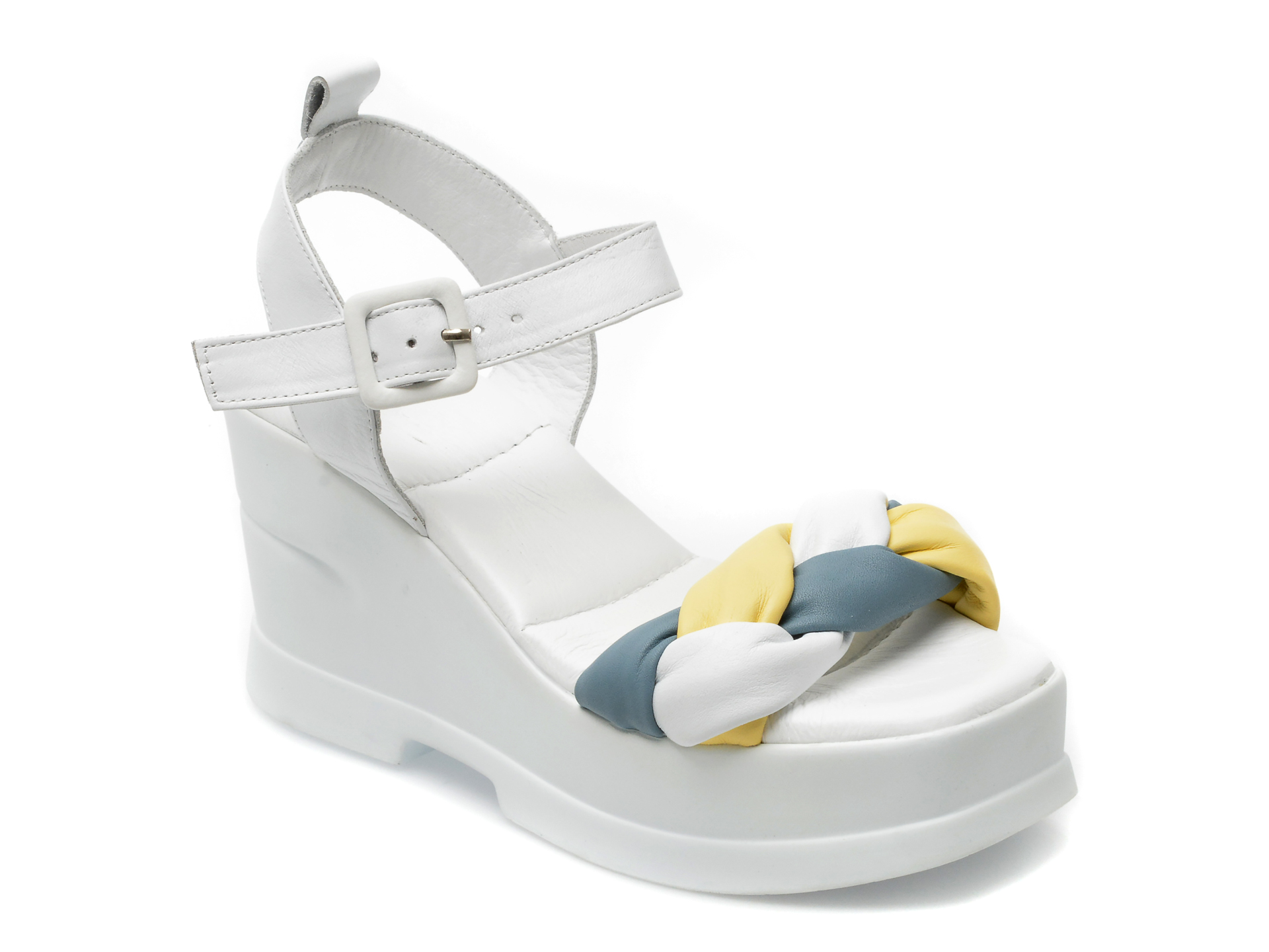 Sandale FAST STEP albe, EMK05, din piele naturala 1 Sandale FAST STEP albe