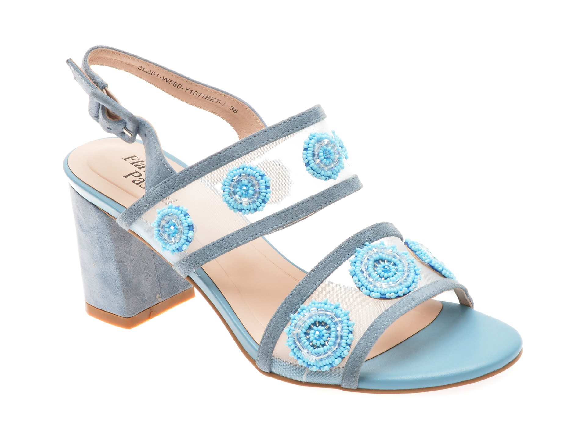 Sandale FLAVIA PASSINI albastre, W580, din material textil si piele intoarsa 1 Sandale FLAVIA PASSINI albastre