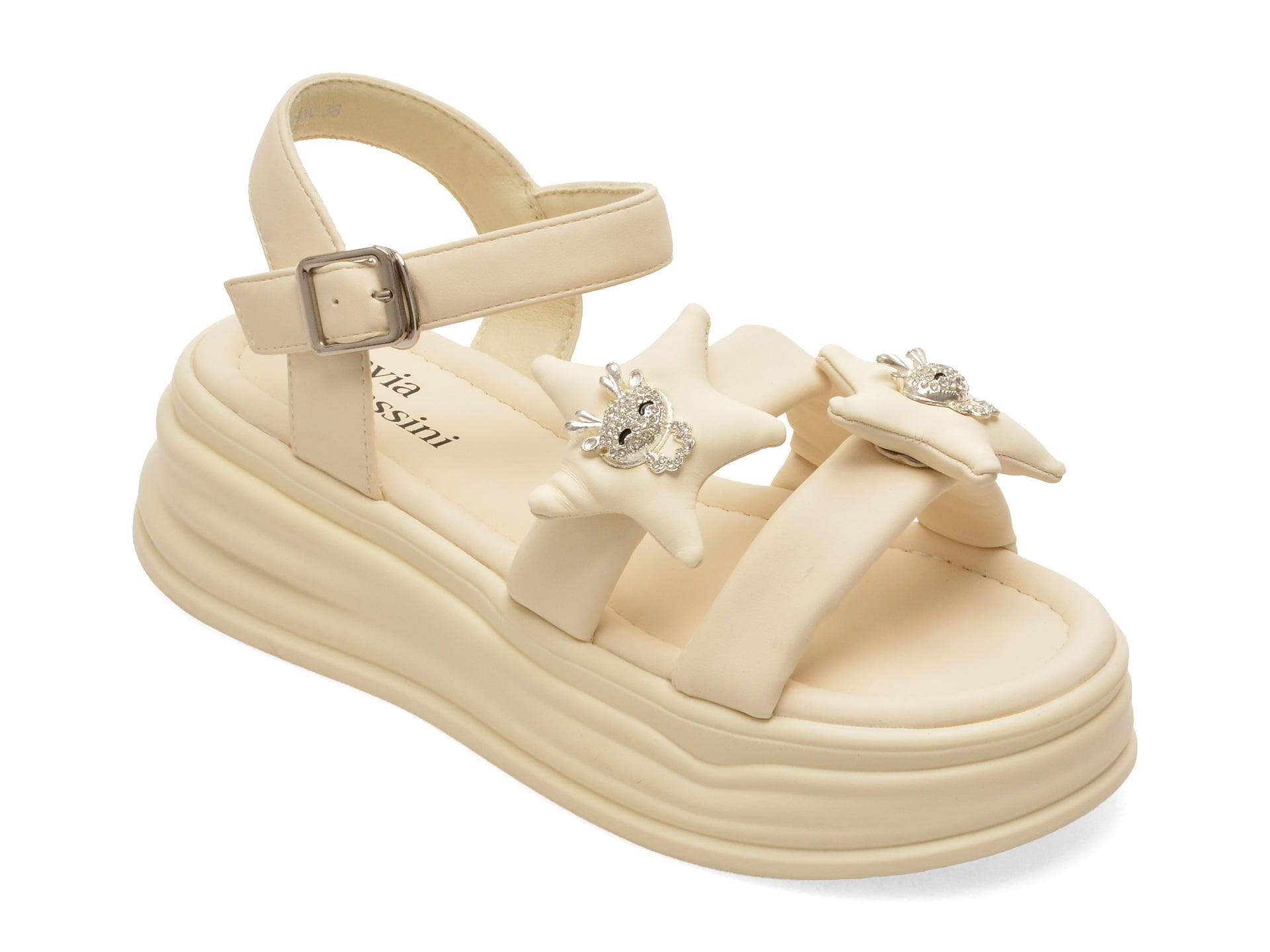 Sandale FLAVIA PASSINI albe, 50830, din piele ecologica 1 Sandale FLAVIA PASSINI albe