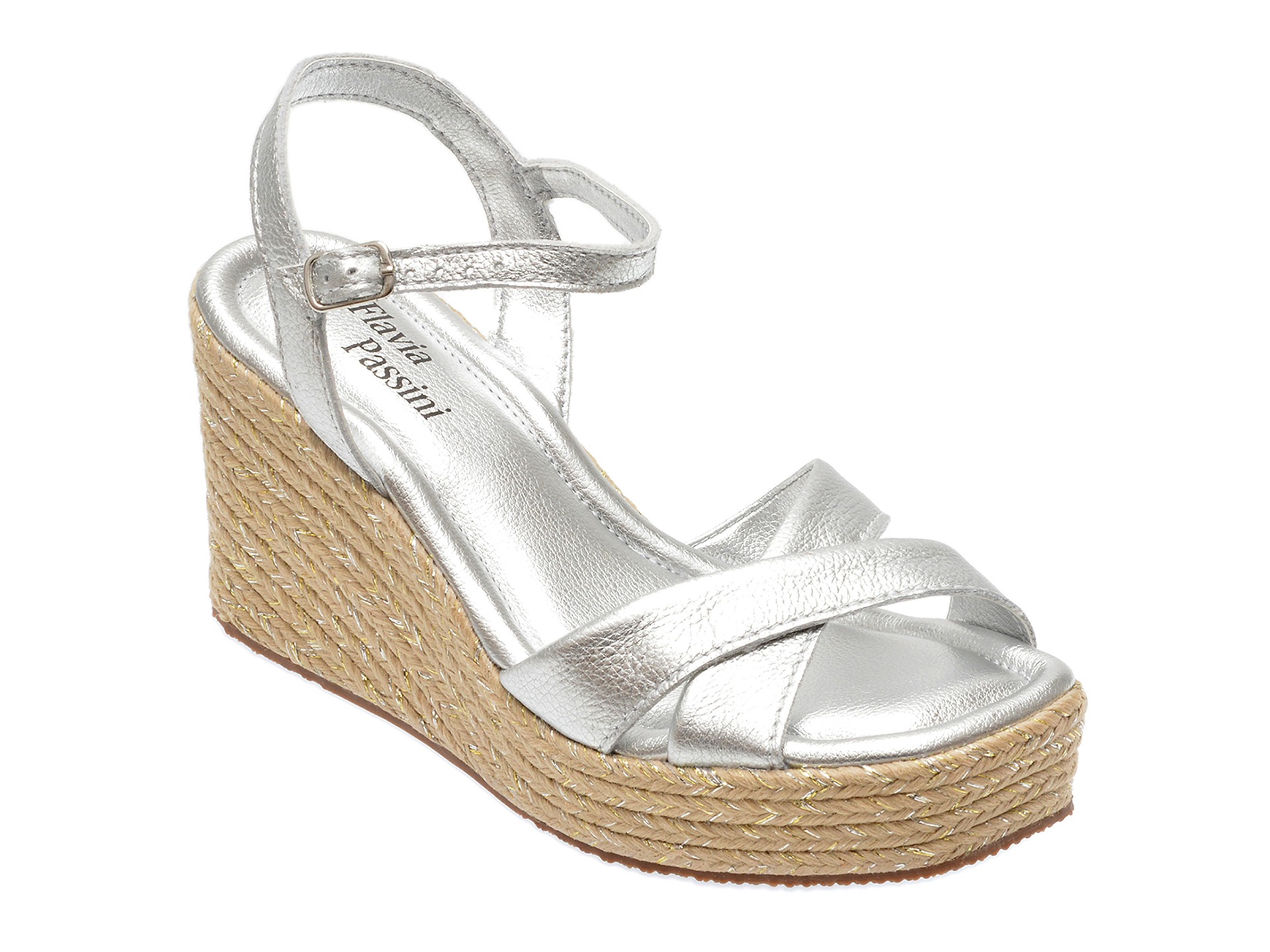 Sandale FLAVIA PASSINI argintii, 357601, din piele naturala 1 Sandale FLAVIA PASSINI argintii