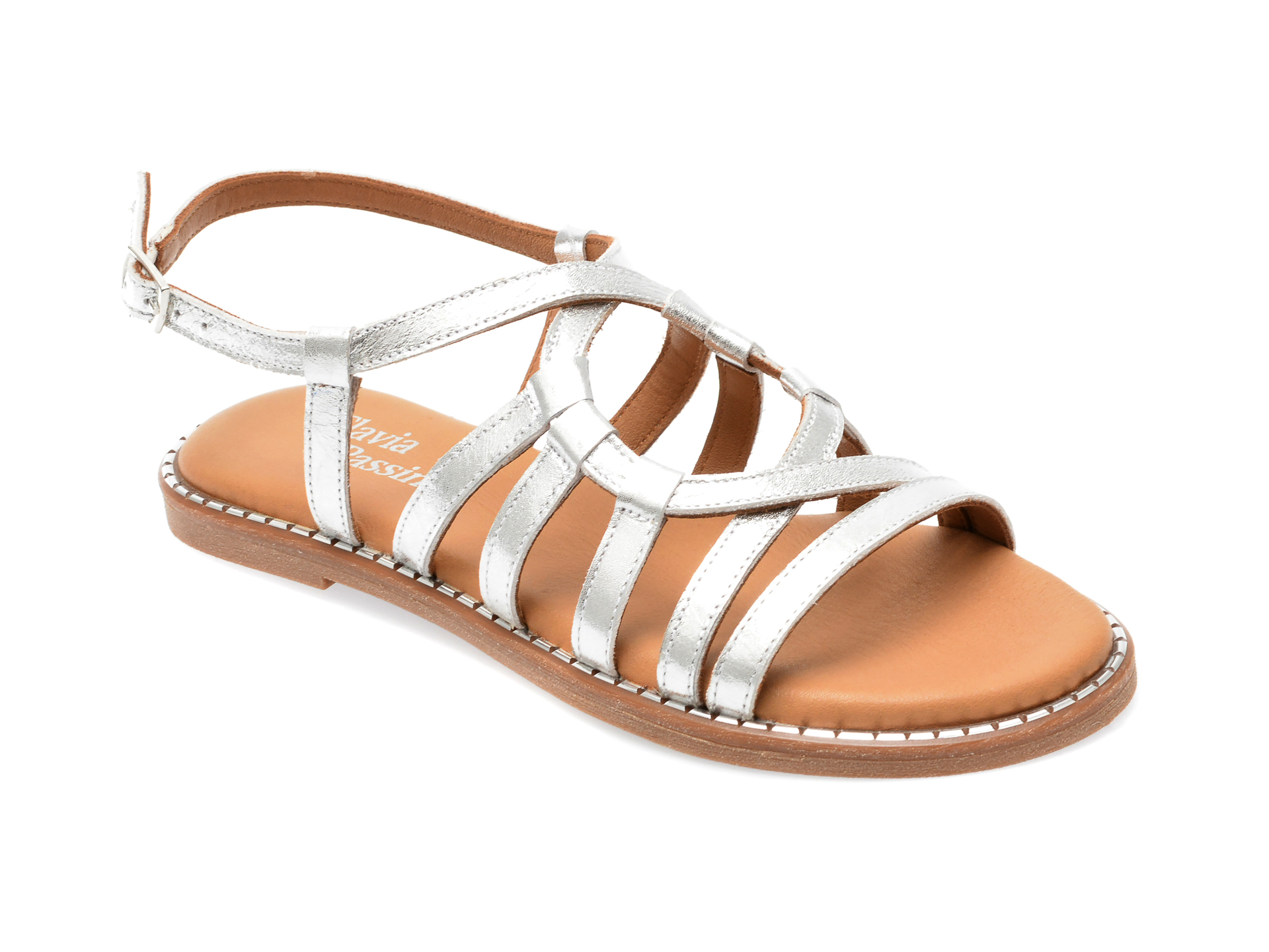 Sandale FLAVIA PASSINI argintii, AUDREY, din piele naturala 1 Sandale FLAVIA PASSINI argintii