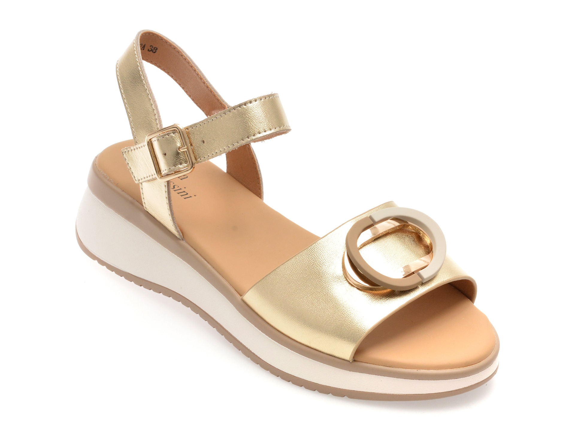 Sandale FLAVIA PASSINI aurii, 22072, din piele naturala 1 Sandale FLAVIA PASSINI aurii