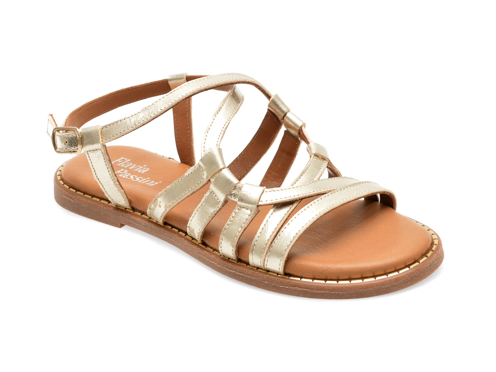 Sandale FLAVIA PASSINI aurii, AUDREY, din piele naturala 1 Sandale FLAVIA PASSINI aurii