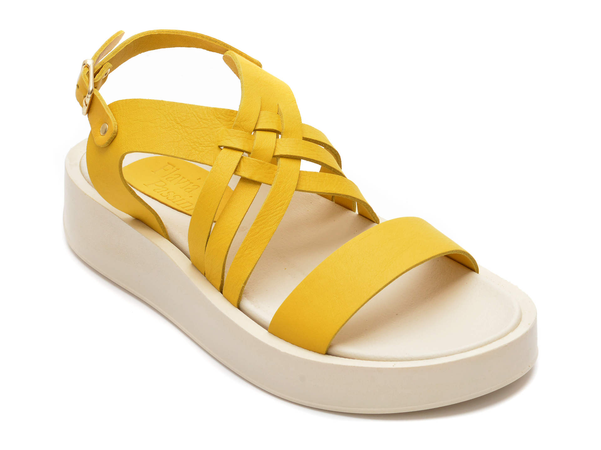 Sandale FLAVIA PASSINI galbene, 7099, din piele naturala 1 Sandale FLAVIA PASSINI galbene