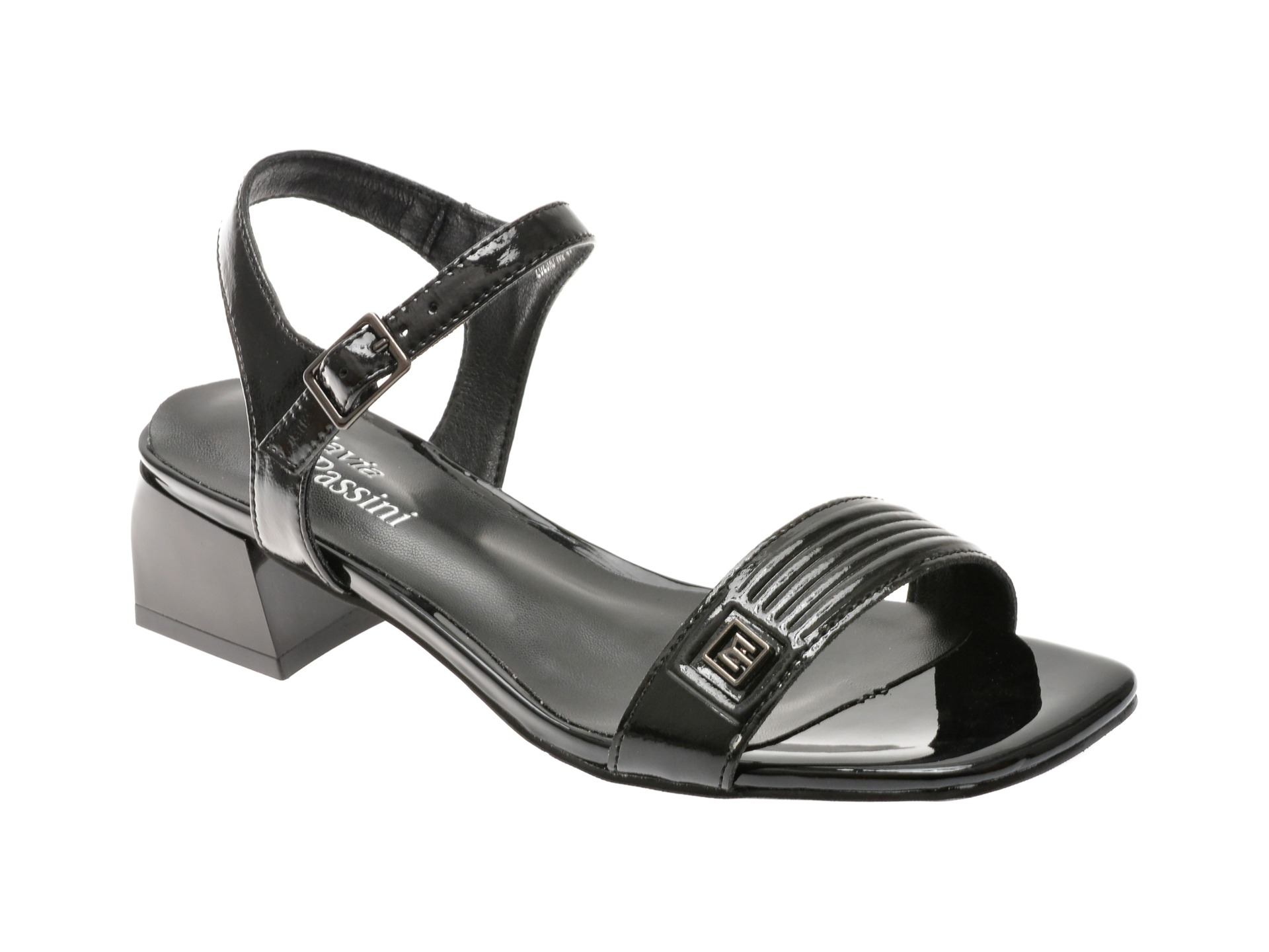 Sandale FLAVIA PASSINI negre, 10, din piele naturala lacuita 1 Sandale FLAVIA PASSINI negre