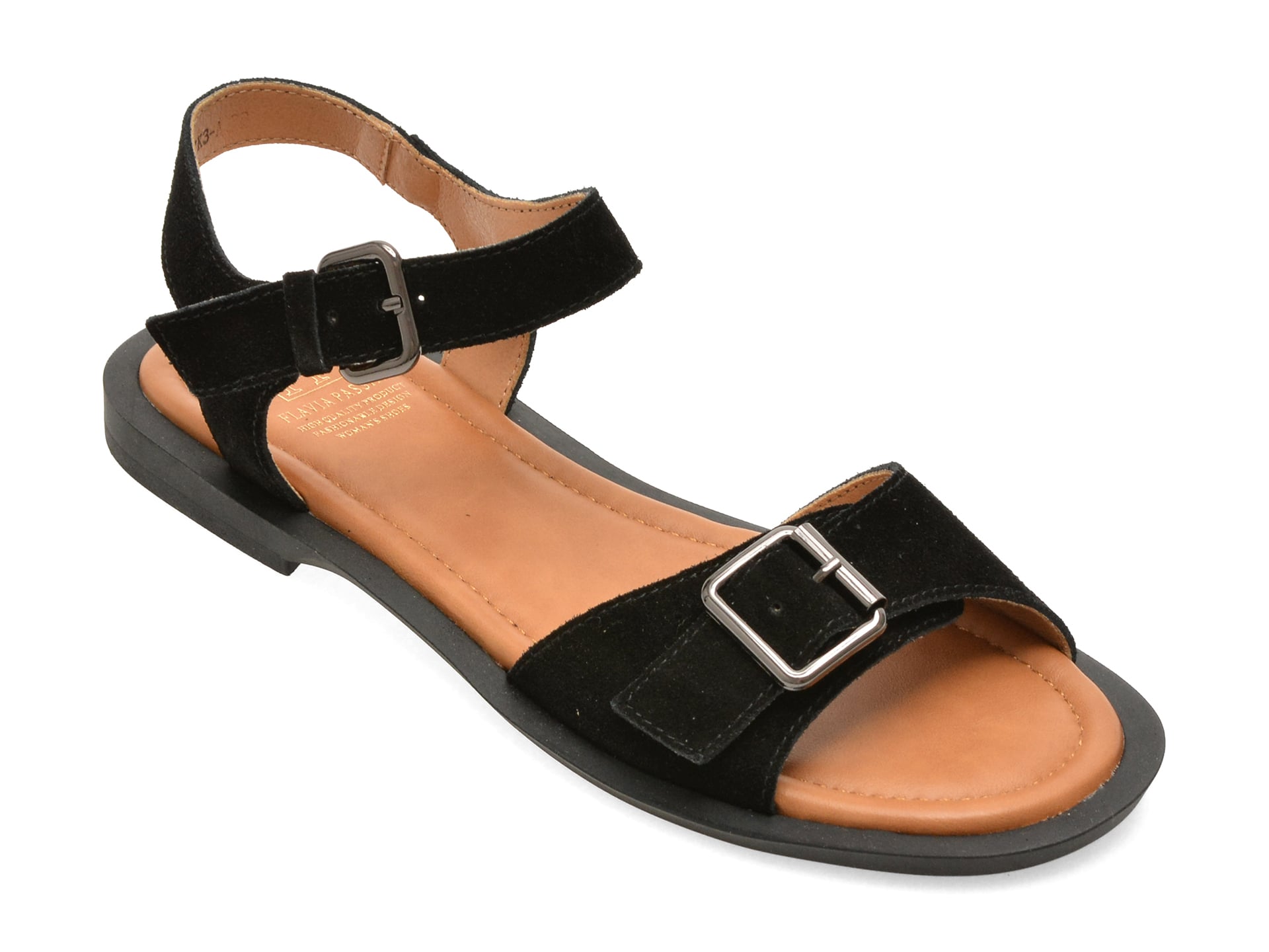 Sandale FLAVIA PASSINI negre, 12027, din piele intoarsa 1 Sandale FLAVIA PASSINI negre