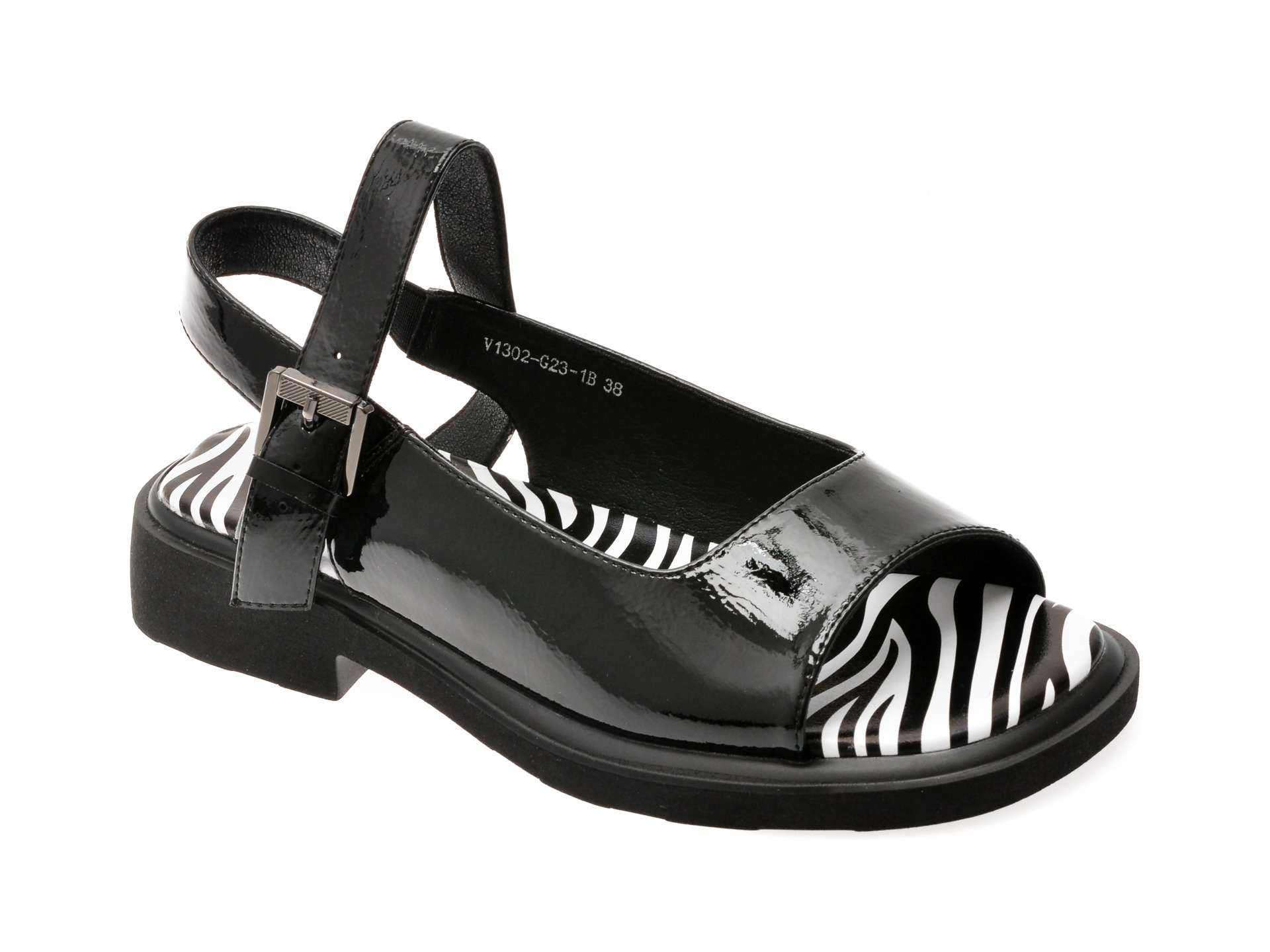 Sandale FLAVIA PASSINI negre, 1302G23, din piele naturala lacuita 1 Sandale FLAVIA PASSINI negre