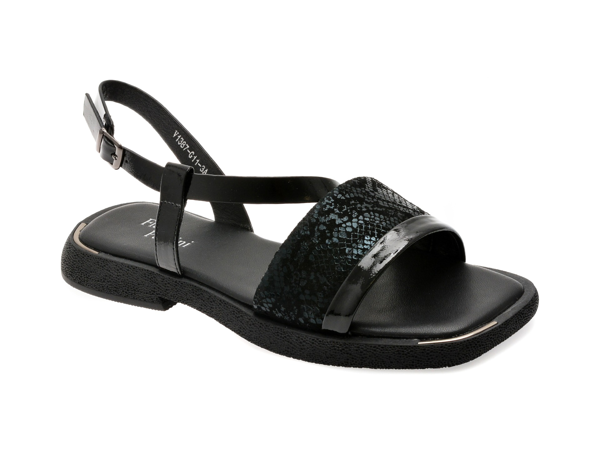 Sandale FLAVIA PASSINI negre, 1387G11, din piele naturala lacuita 1 Sandale FLAVIA PASSINI negre