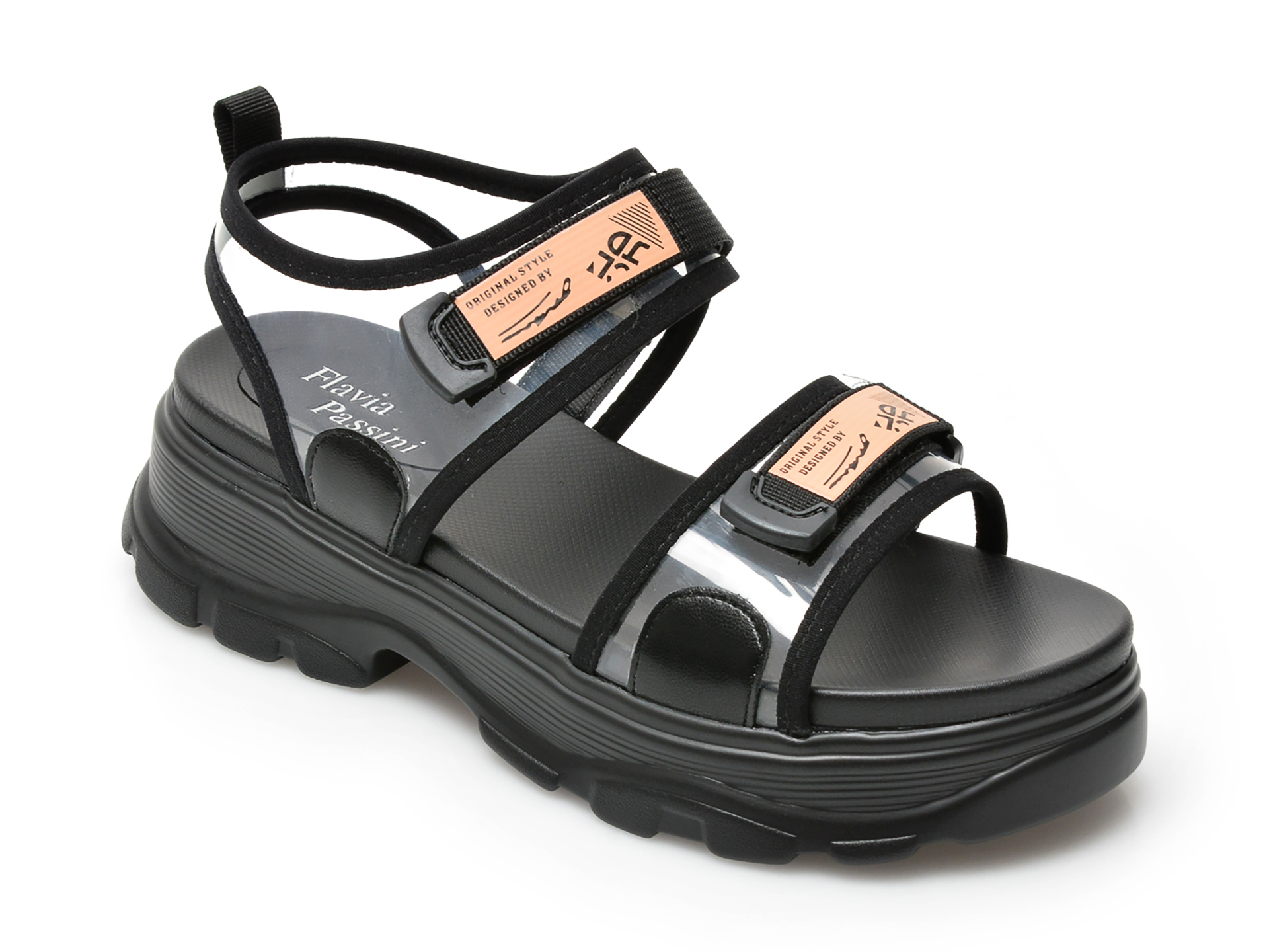 Sandale FLAVIA PASSINI negre, 2177K2, din piele ecologica 1 Sandale FLAVIA PASSINI negre