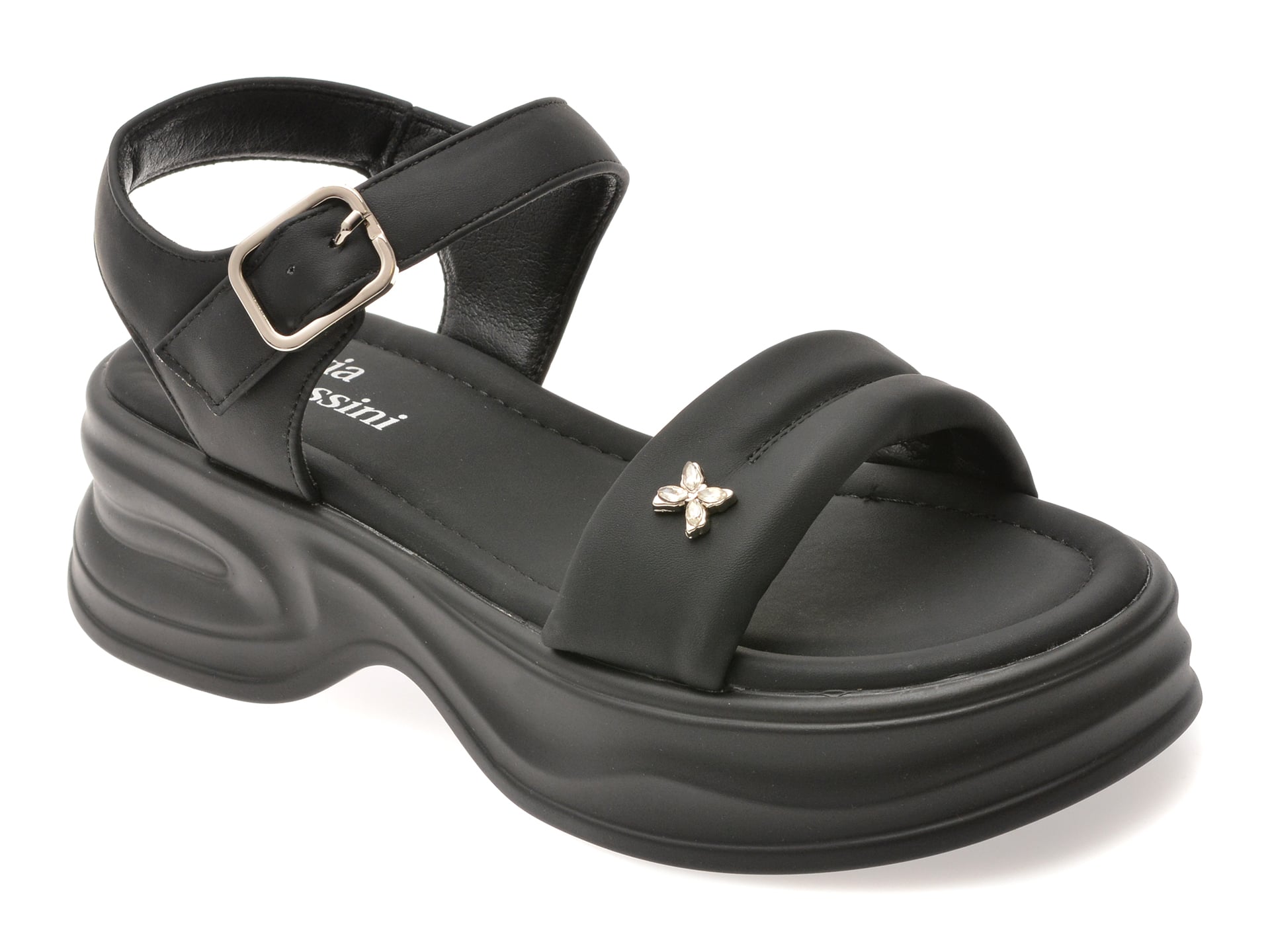 Sandale FLAVIA PASSINI negre, 56111, din piele ecologica 1 Sandale FLAVIA PASSINI negre