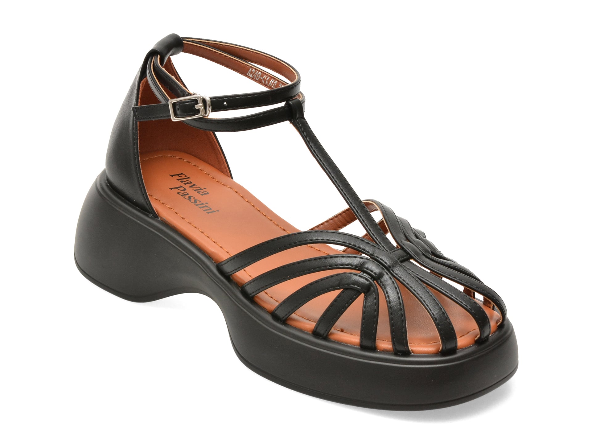 Sandale FLAVIA PASSINI negre, A249, din piele ecologica 1 Sandale FLAVIA PASSINI negre