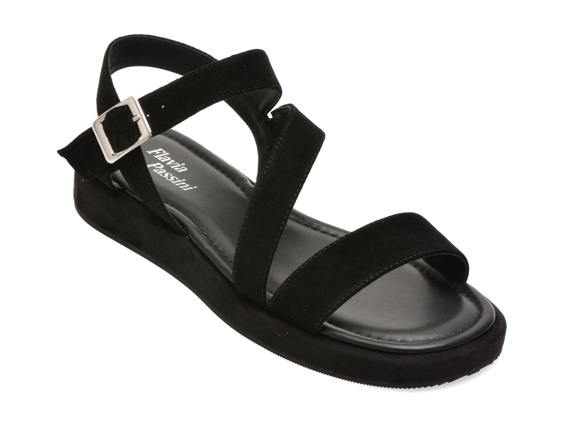 Sandale FLAVIA PASSINI negre, A392, din piele intoarsa 1 Sandale FLAVIA PASSINI negre