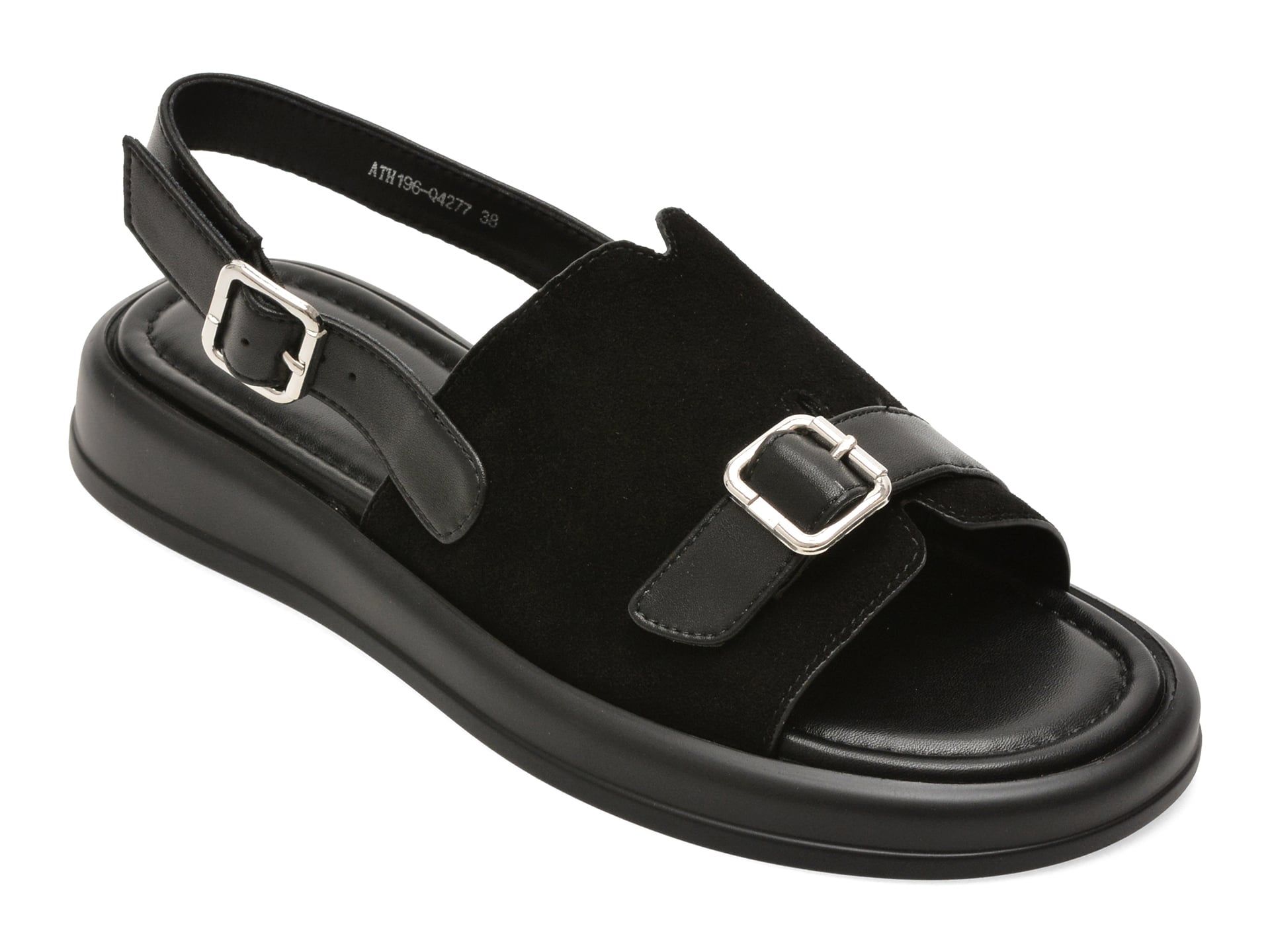 Sandale FLAVIA PASSINI negre, ATH196, din piele intoarsa 1 Sandale FLAVIA PASSINI negre