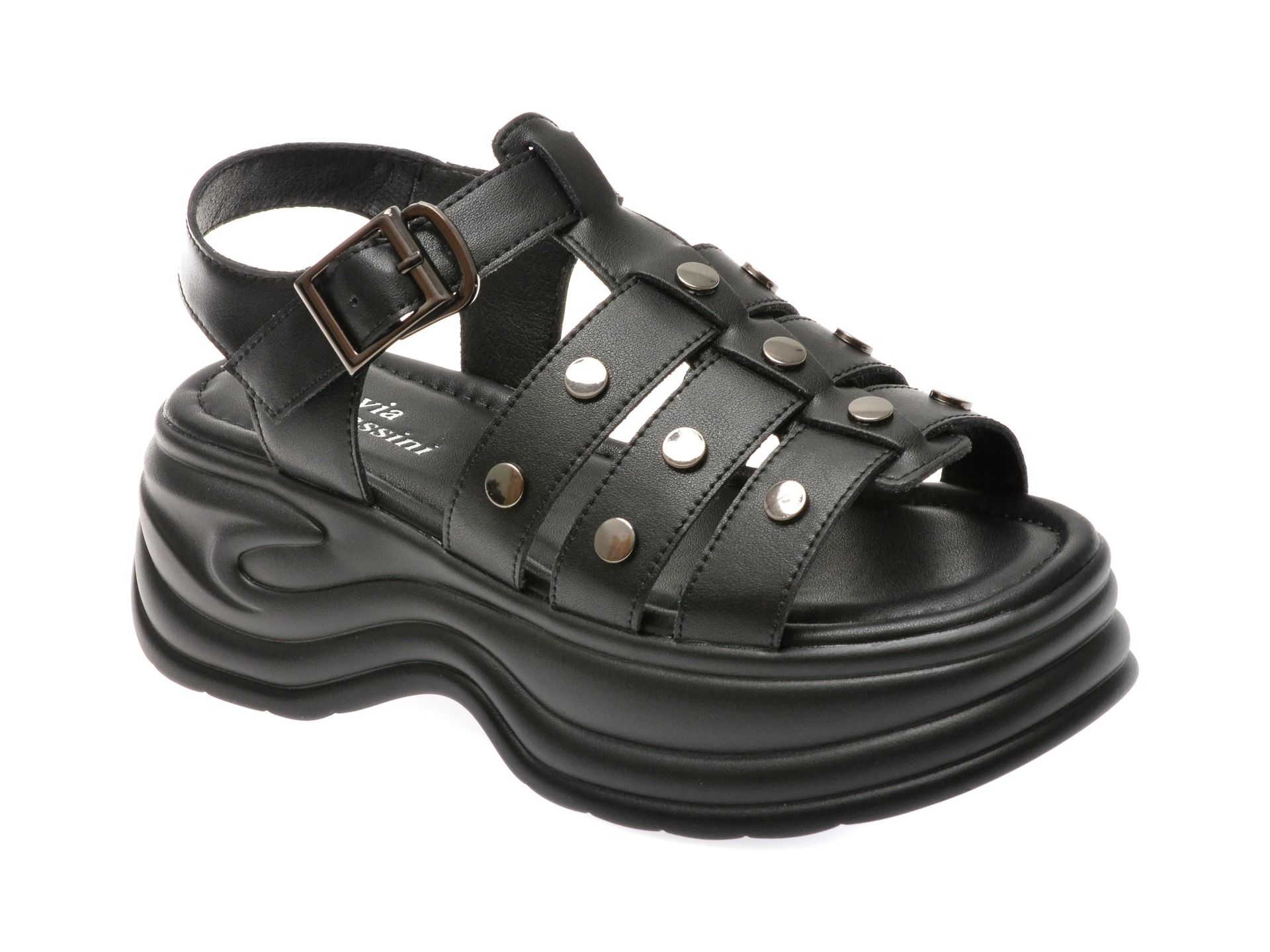 Sandale FLAVIA PASSINI negre, LX662, din piele naturala 1 Sandale FLAVIA PASSINI negre