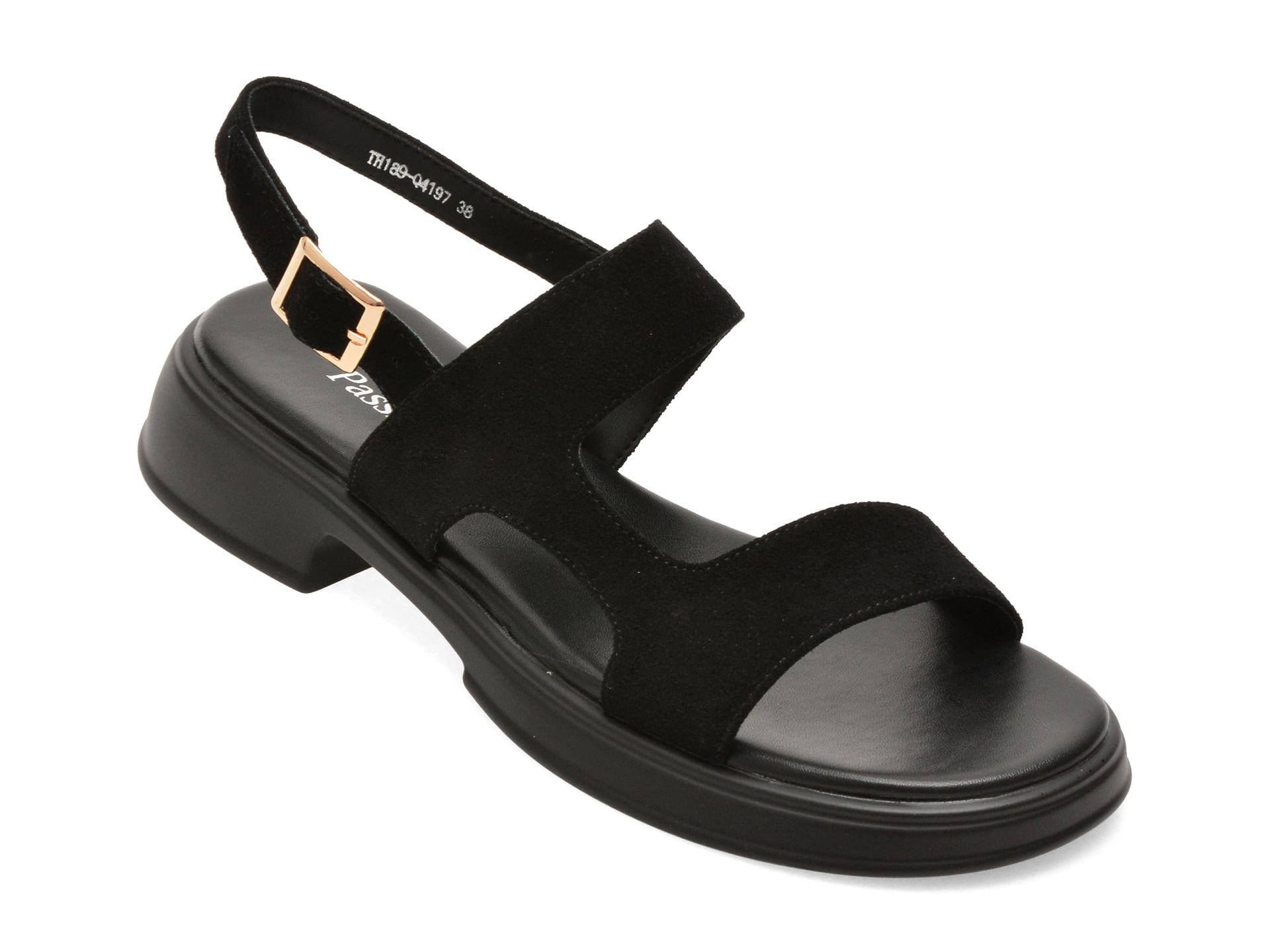 Sandale FLAVIA PASSINI negre, TH189, din piele intoarsa 1 Sandale FLAVIA PASSINI negre