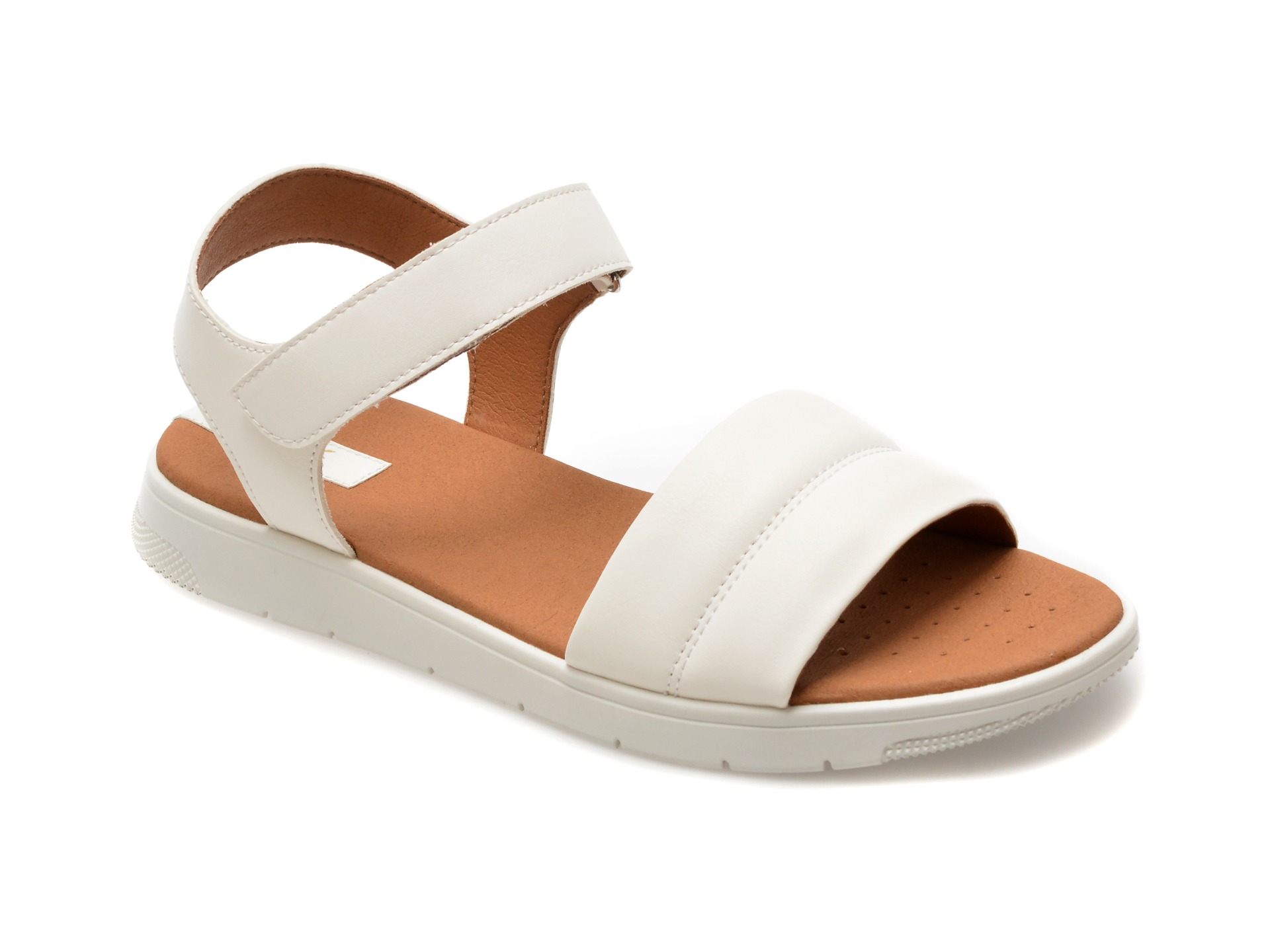 Sandale GEOX albe, D45NNC, din piele ecologica 1 Sandale GEOX albe