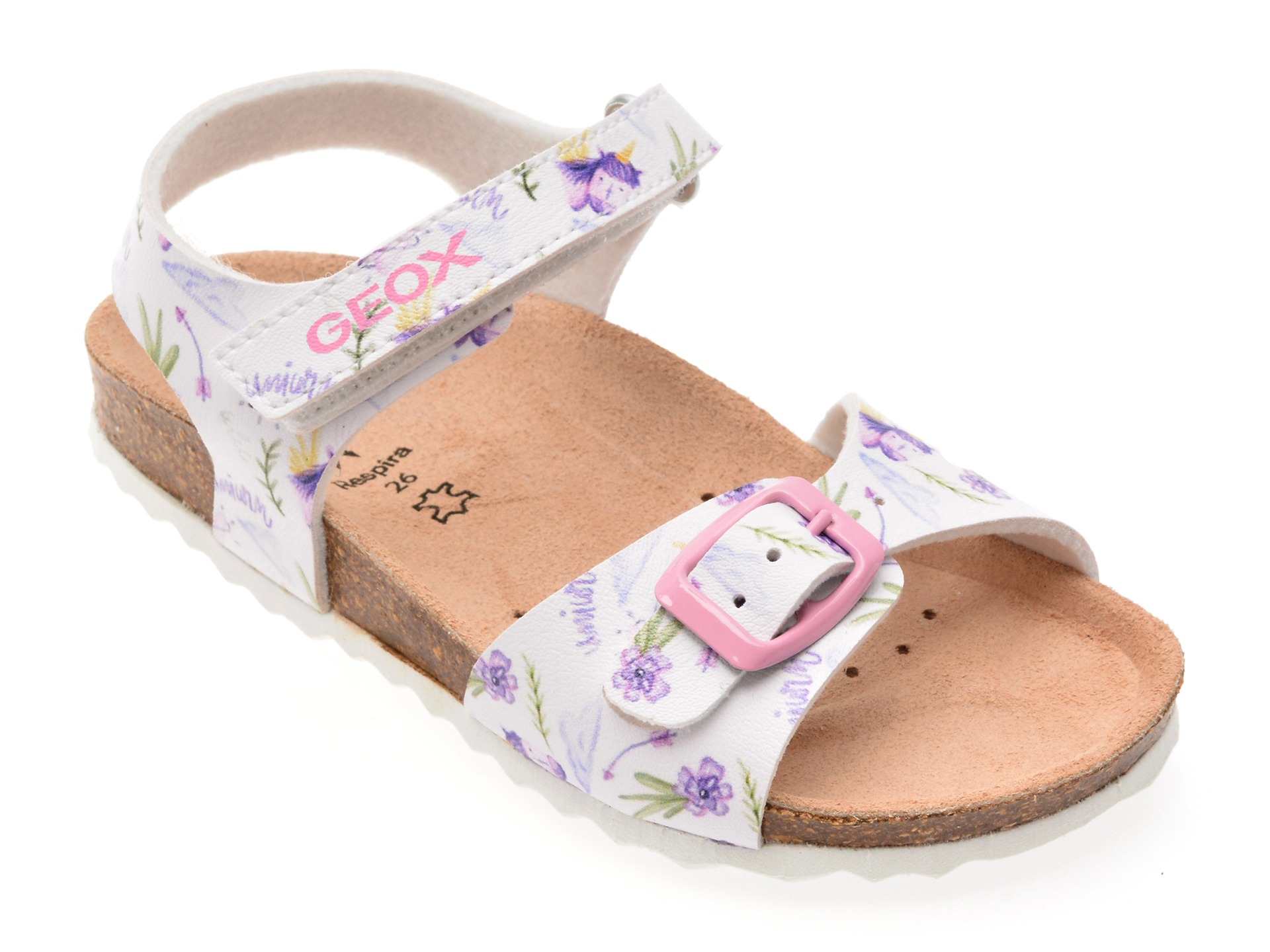 Sandale GEOX albe, J028MC, din piele ecologica 1 Sandale GEOX albe