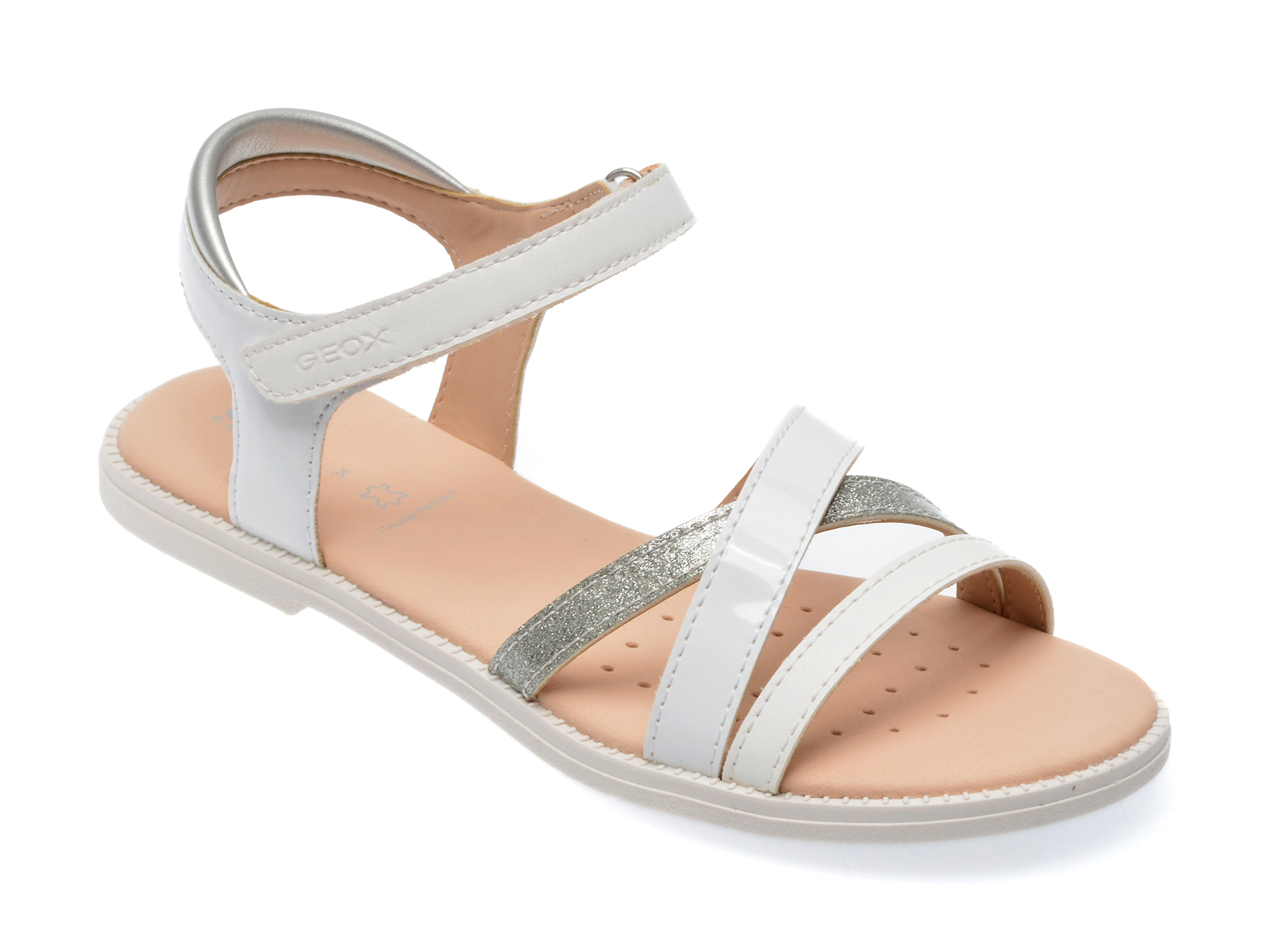 Sandale GEOX albe, J5235D, din piele ecologica 1 Sandale GEOX albe