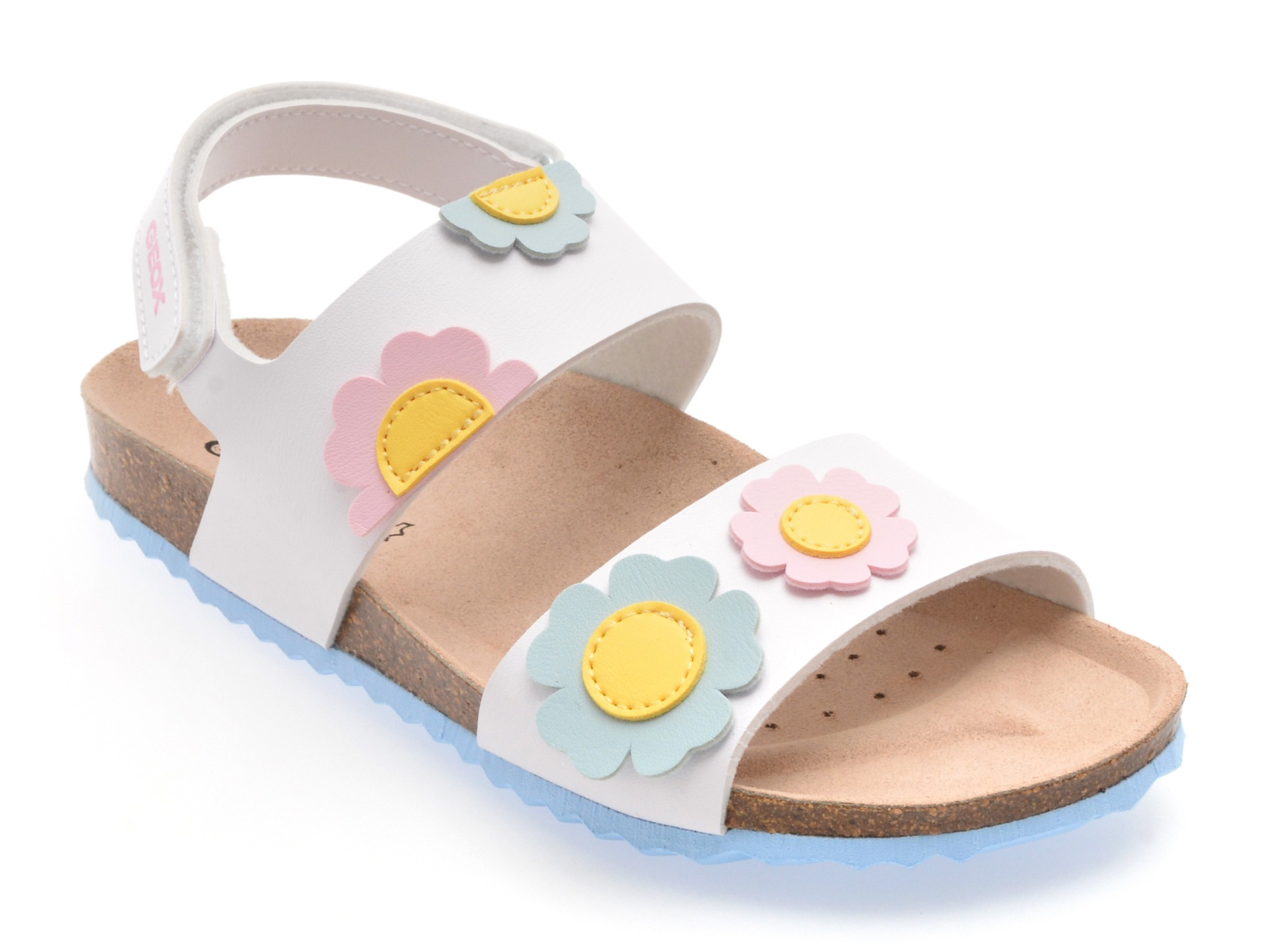 Sandale GEOX albe, J558MD, din piele ecologica 1 Sandale GEOX albe