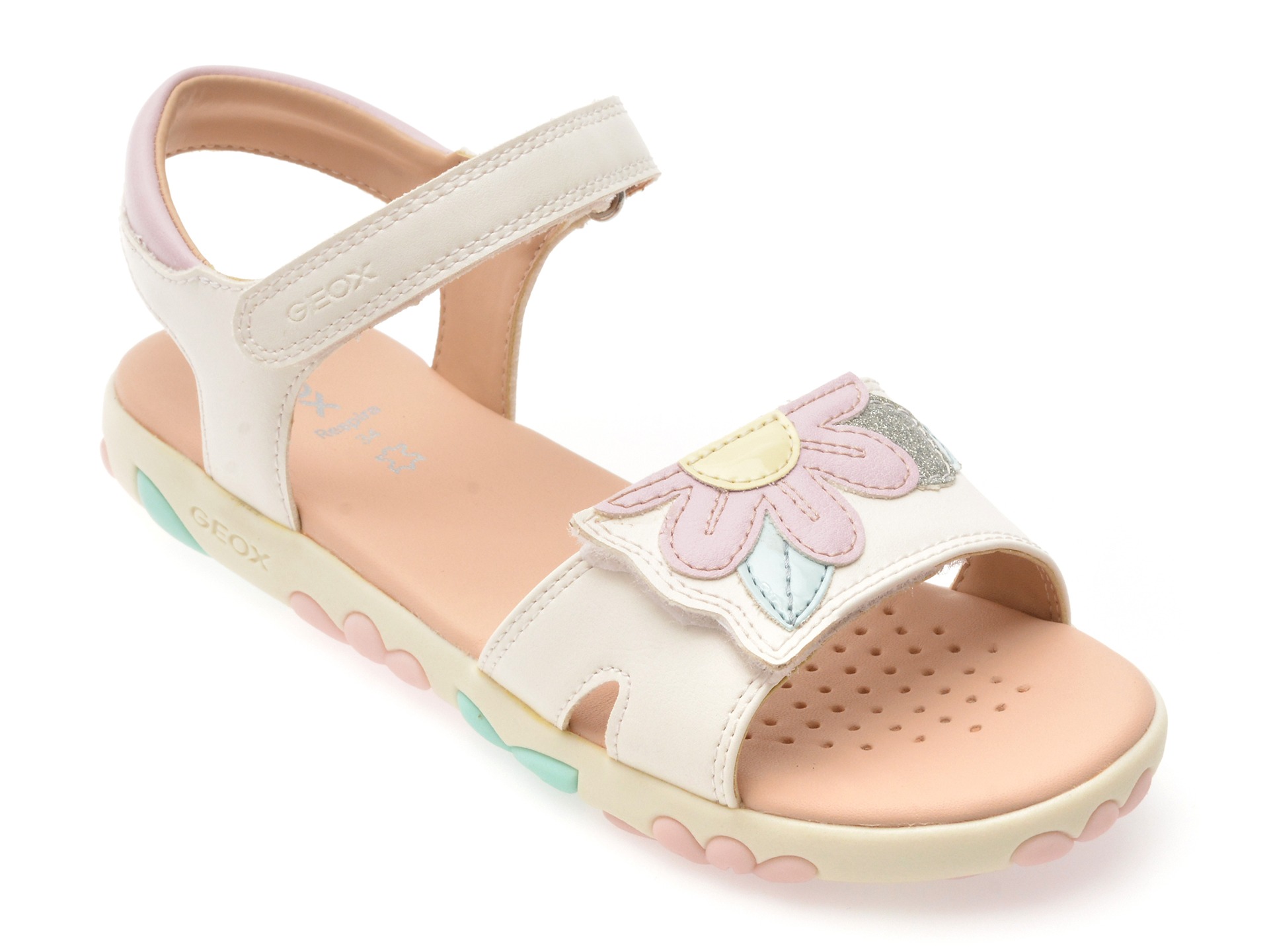 Sandale GEOX albe, J558ZB, din piele ecologica 1 Sandale GEOX albe