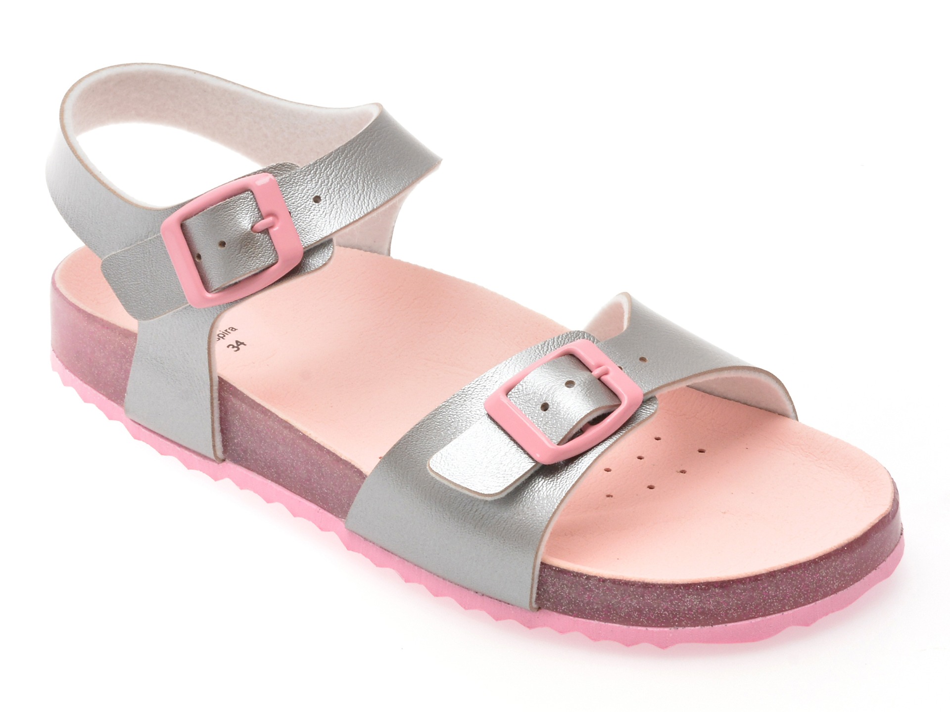 Sandale GEOX argintii, J558MI, din piele ecologica 1 Sandale GEOX argintii