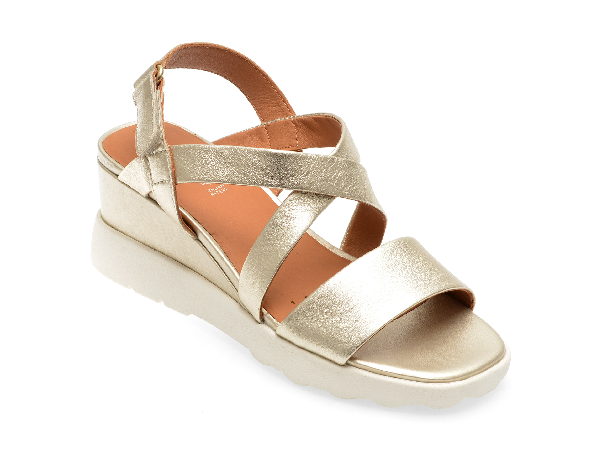 Sandale GEOX aurii, D35G0D, din piele naturala 1 Sandale GEOX aurii