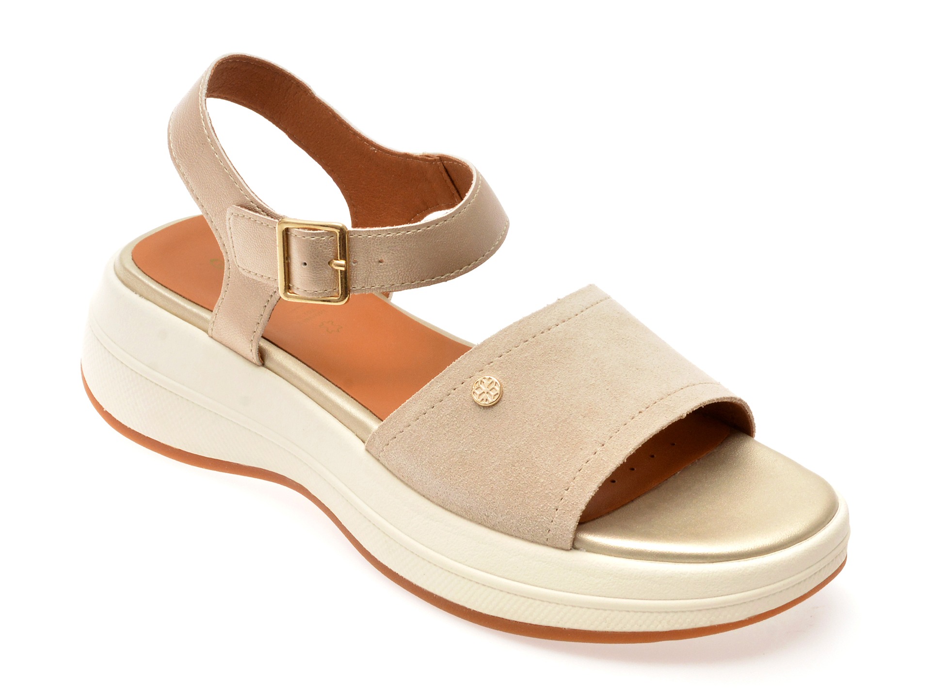 Sandale GEOX bej, D550VA, din piele intoarsa 1 Sandale GEOX bej