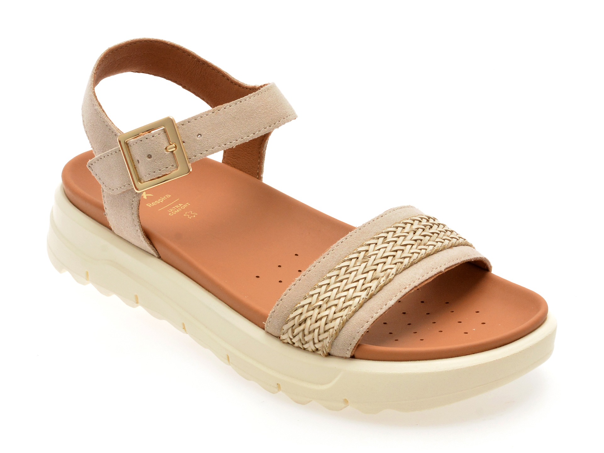 Sandale GEOX bej, D55SZC, din piele intoarsa 1 Sandale GEOX bej