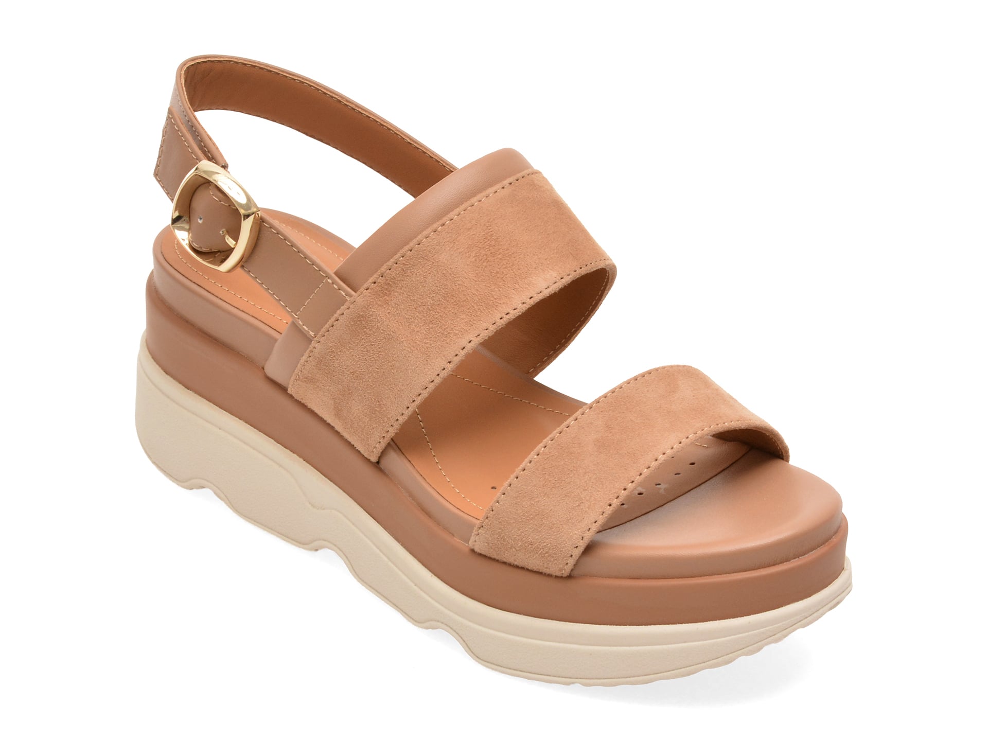 Sandale GEOX maro, D65HBA, din piele intoarsa 1 Sandale GEOX maro