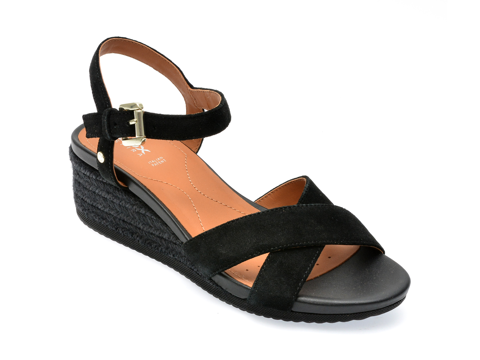 Sandale GEOX negre, D02HHC, din piele intoarsa 1 Sandale GEOX negre