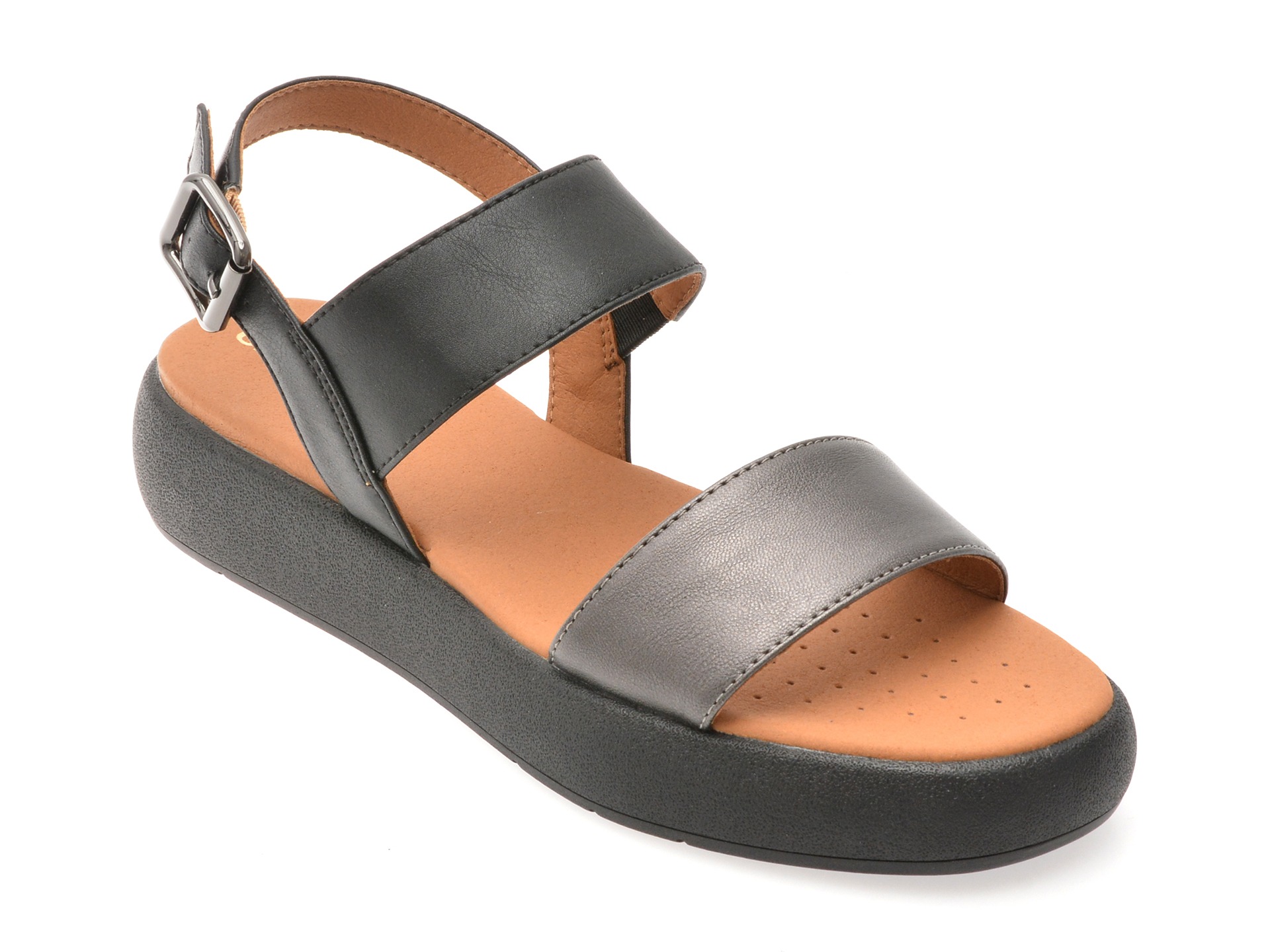 Sandale GEOX negre, D550NA, din piele ecologica 1 Sandale GEOX negre