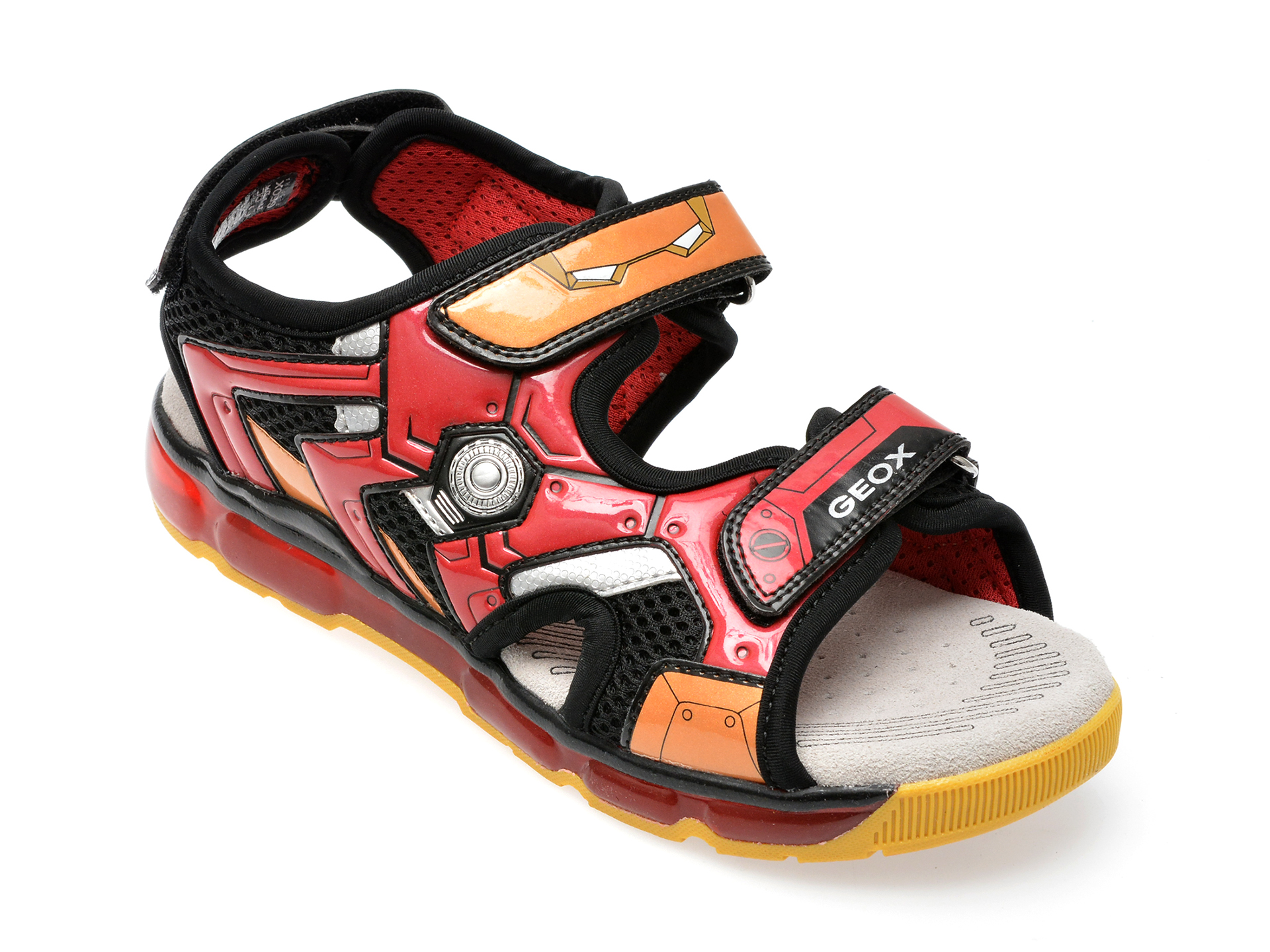 Sandale GEOX negre, J350QB, din piele ecologica si material textil 1 Sandale GEOX negre