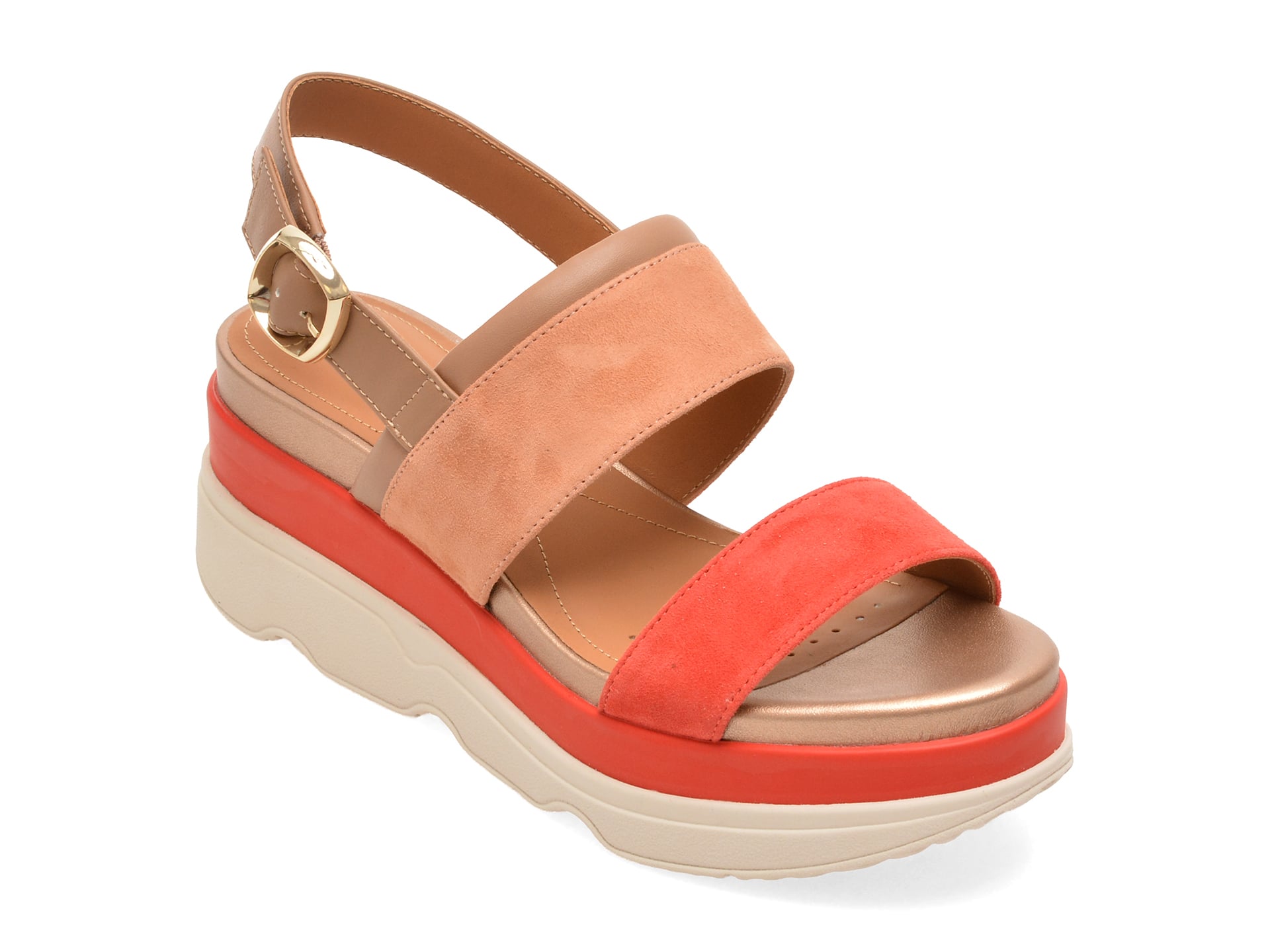 Sandale GEOX portocalii, D65HBA, din piele intoarsa 1 Sandale GEOX portocalii