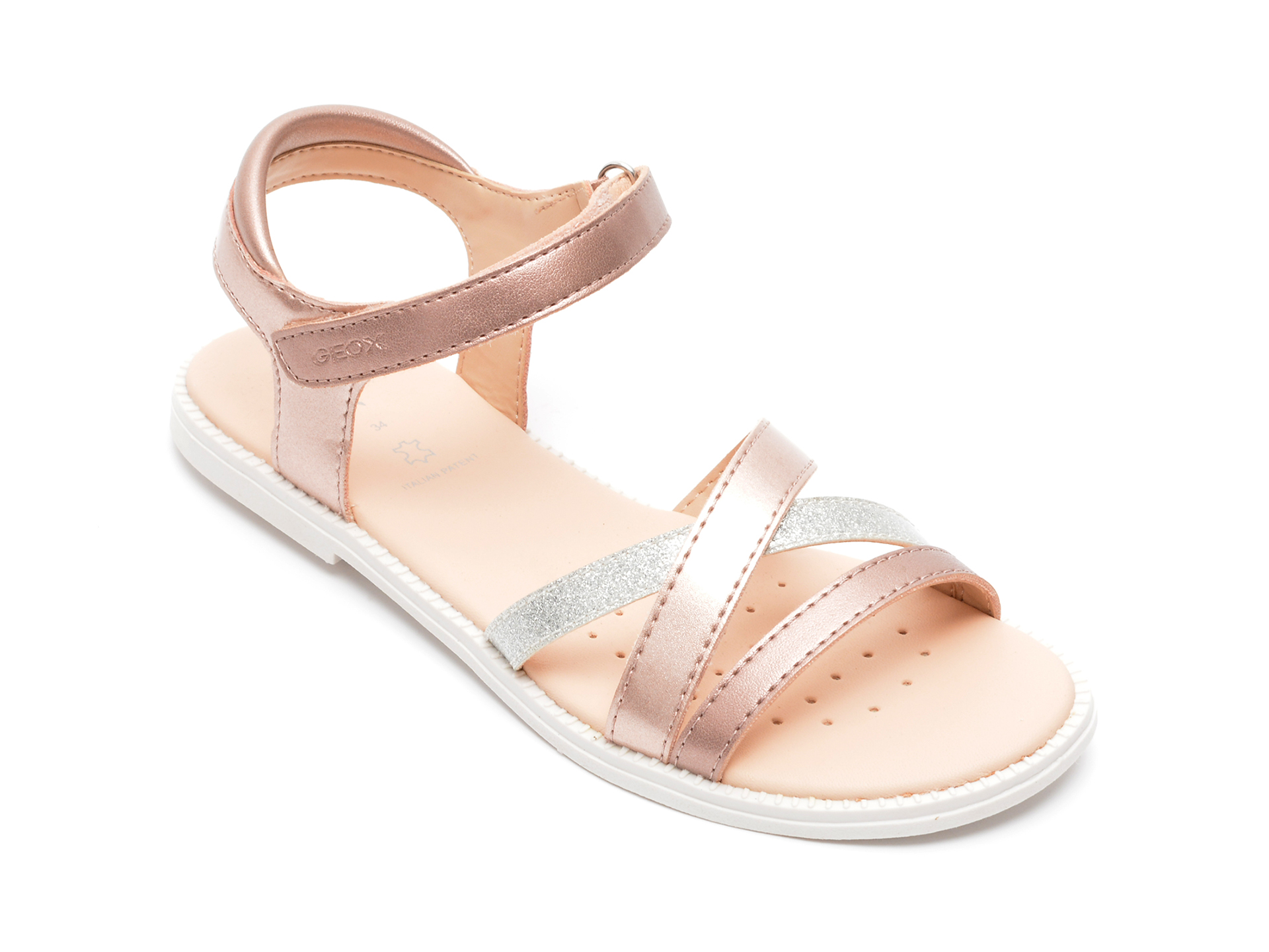 Sandale GEOX roz, J5235D, din piele ecologica 1 Sandale GEOX roz