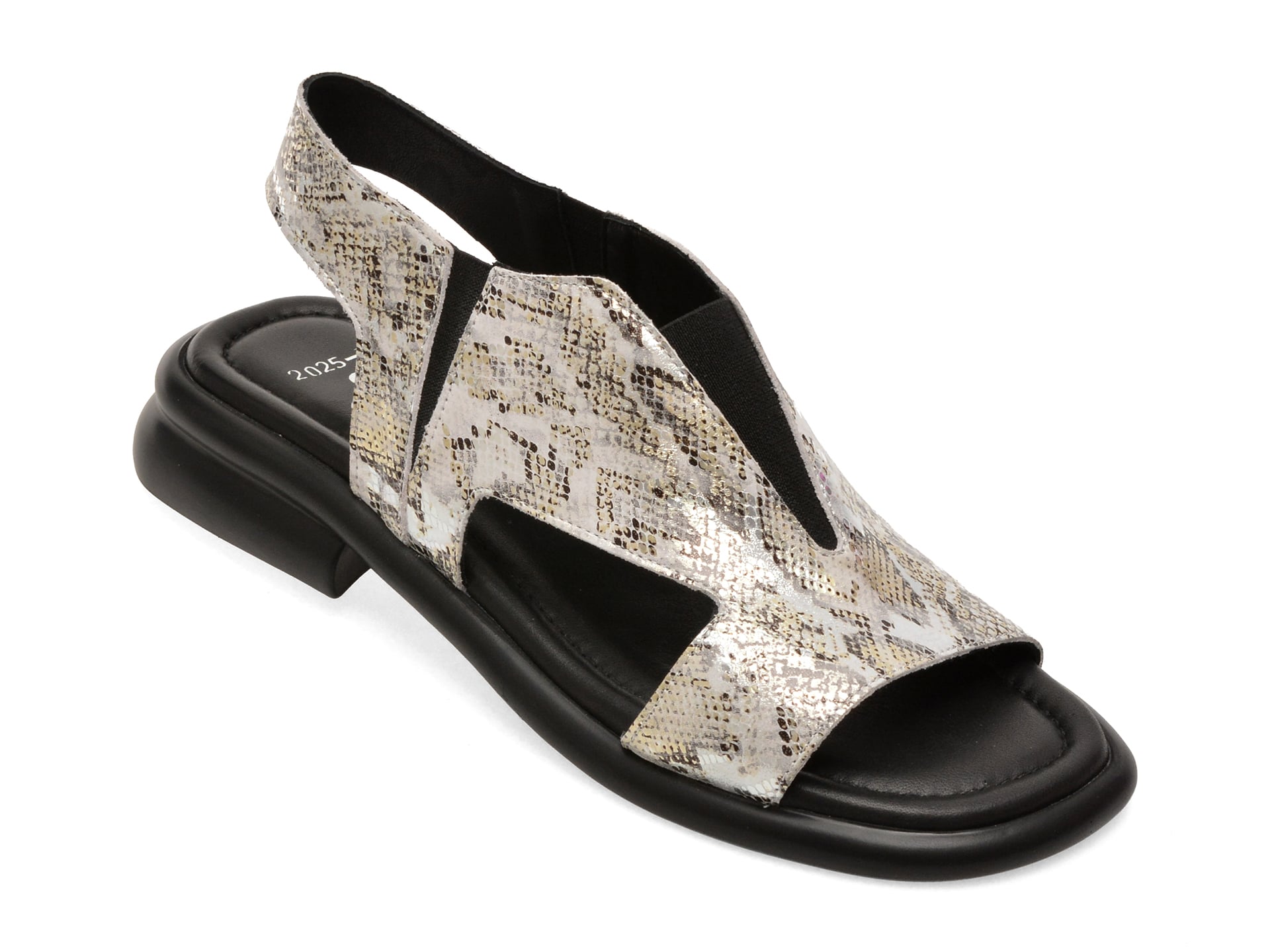 Sandale GOLD DEER alb-negru, 22025, din piele naturala 1 Sandale GOLD DEER alb-negru