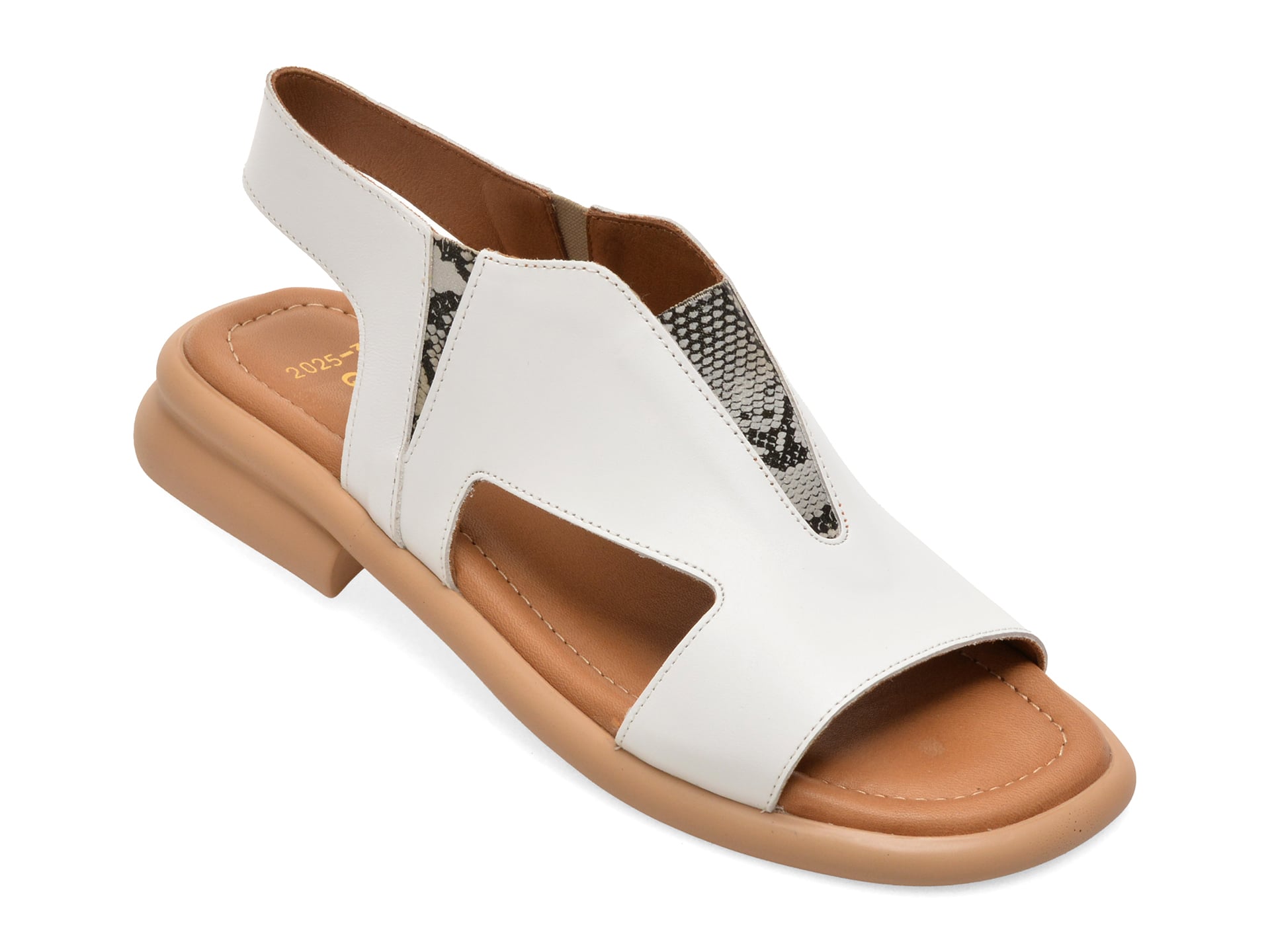 Sandale GOLD DEER albe, 22025, din piele naturala 1 Sandale GOLD DEER albe