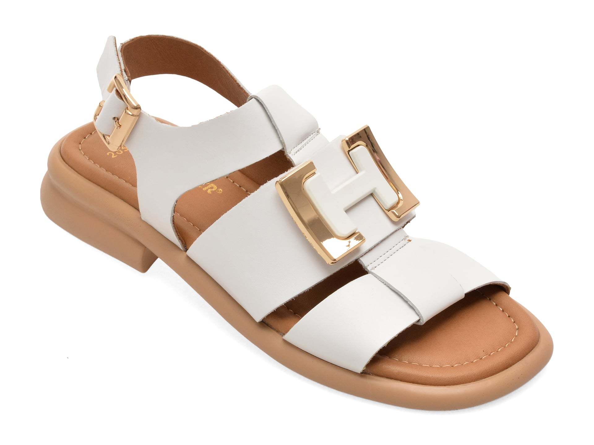 Sandale GOLD DEER albe, 22039, din piele naturala 1 Sandale GOLD DEER albe