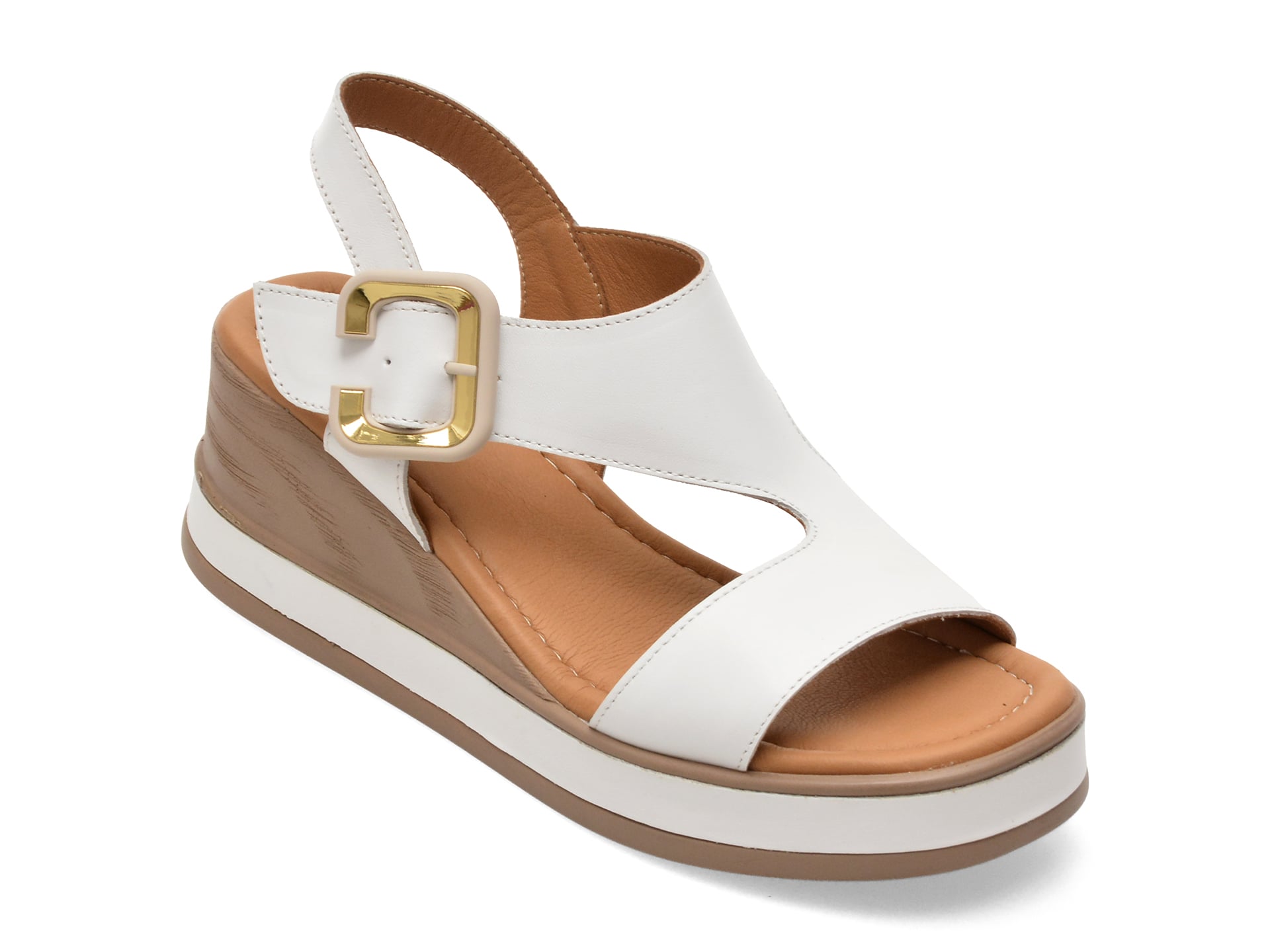 Sandale GOLD DEER albe, 22071, din piele naturala 1 Sandale GOLD DEER albe