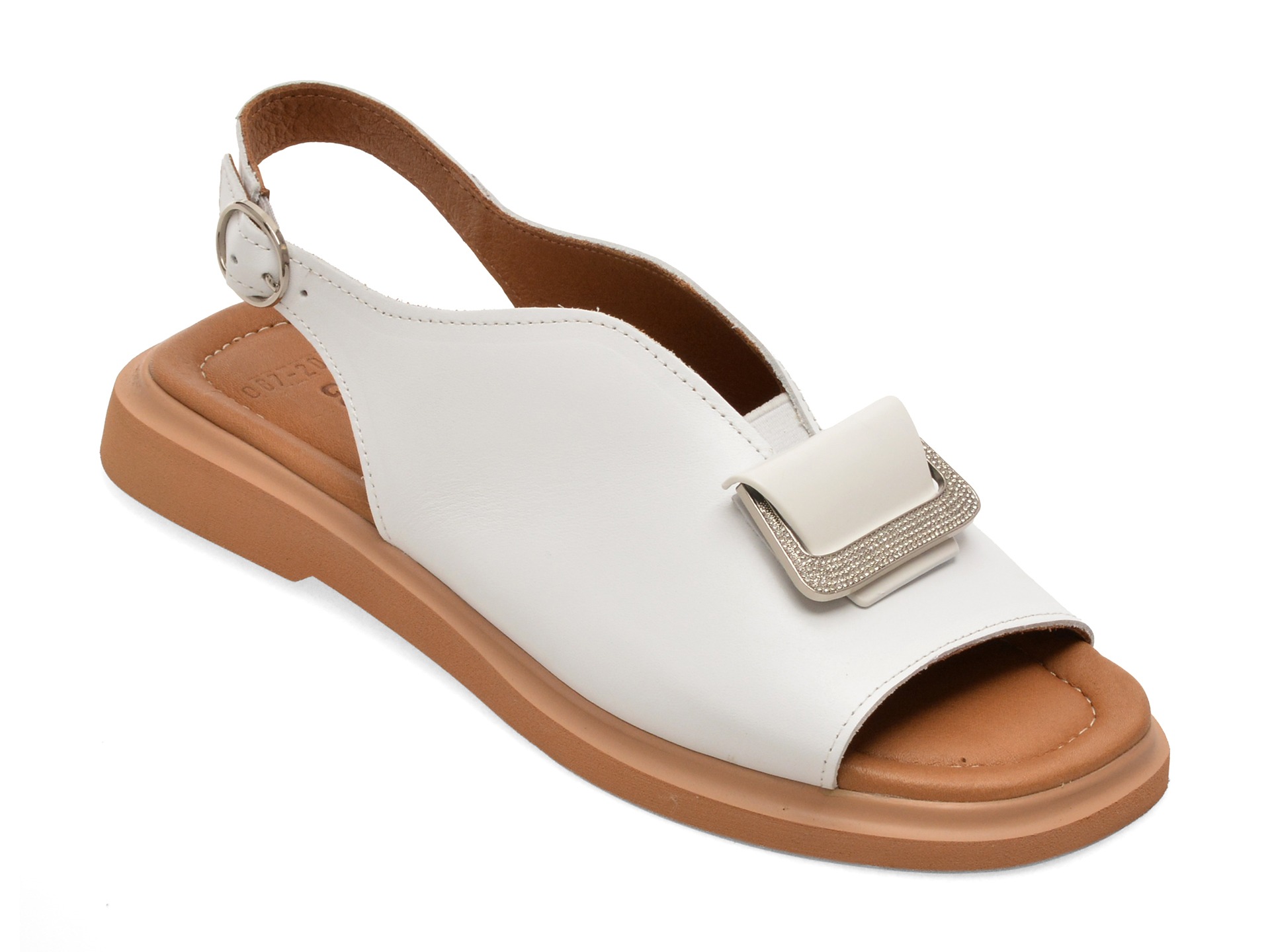 Sandale GOLD DEER albe, 22077, din piele naturala 1 Sandale GOLD DEER albe