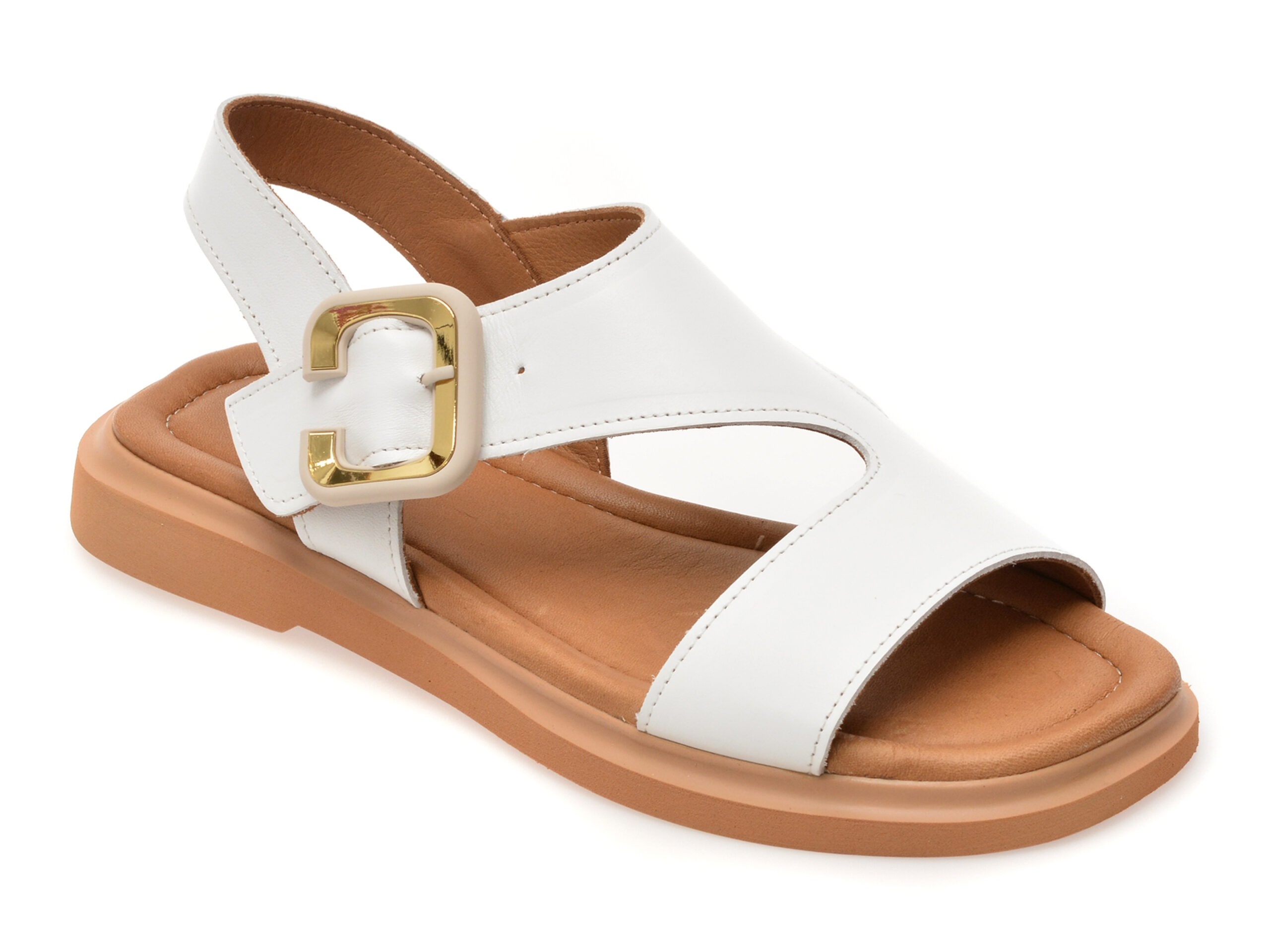 Sandale GOLD DEER albe, 22081, din piele naturala 1 Sandale GOLD DEER albe