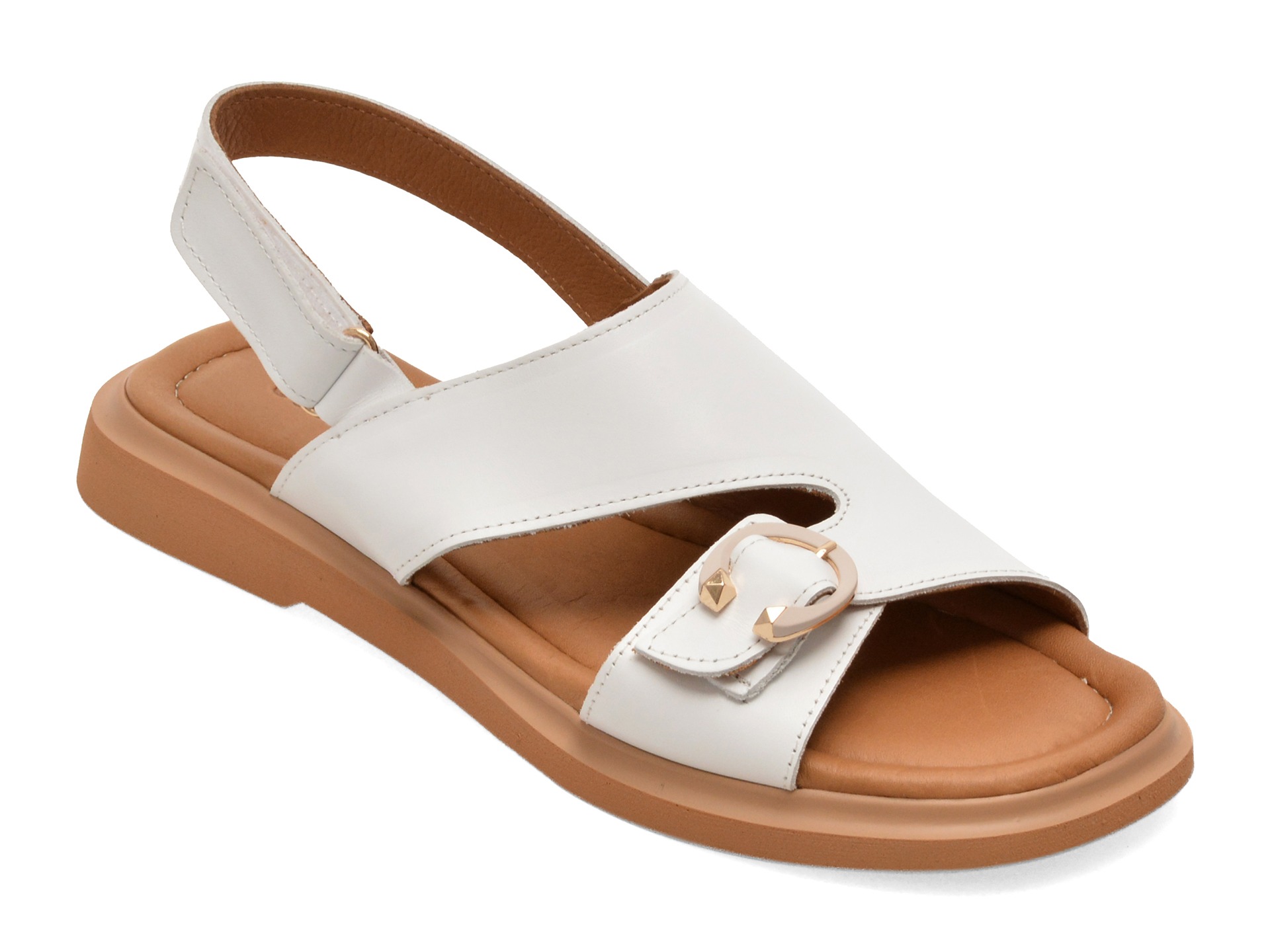 Sandale GOLD DEER albe, 22083, din piele naturala 1 Sandale GOLD DEER albe