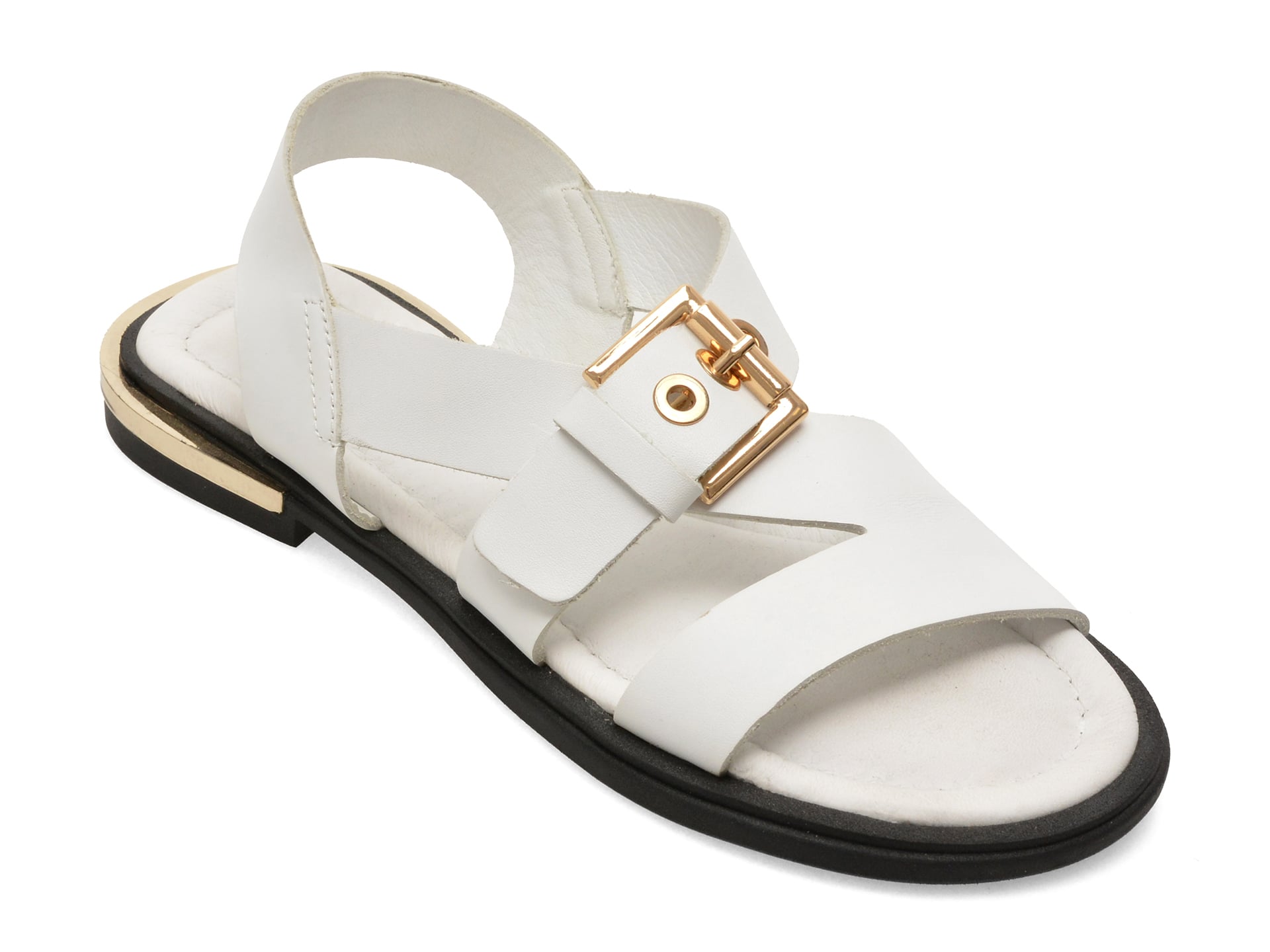 Sandale GOLD DEER albe, 458015, din piele naturala 1 Sandale GOLD DEER albe
