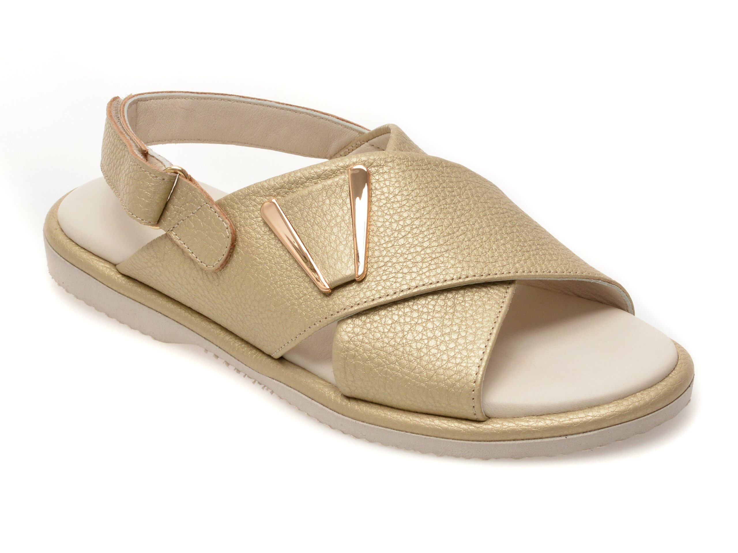 Sandale GOLD DEER aurii, 1365707, din piele naturala 1 Sandale GOLD DEER aurii