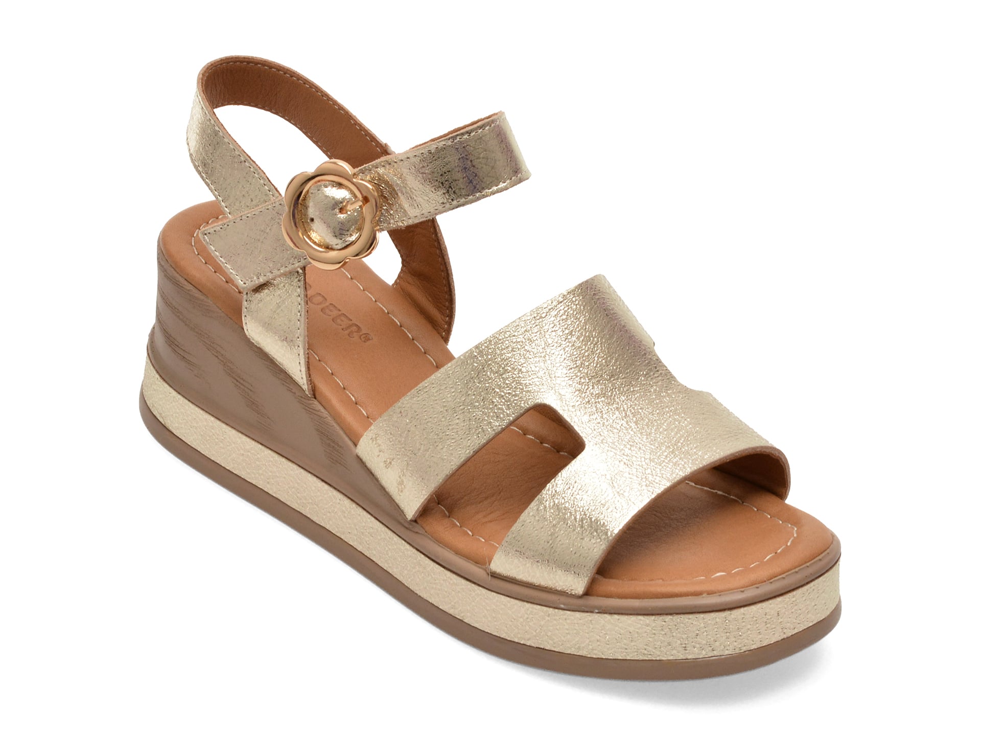 Sandale GOLD DEER aurii, 22075, din piele naturala 1 Sandale GOLD DEER aurii