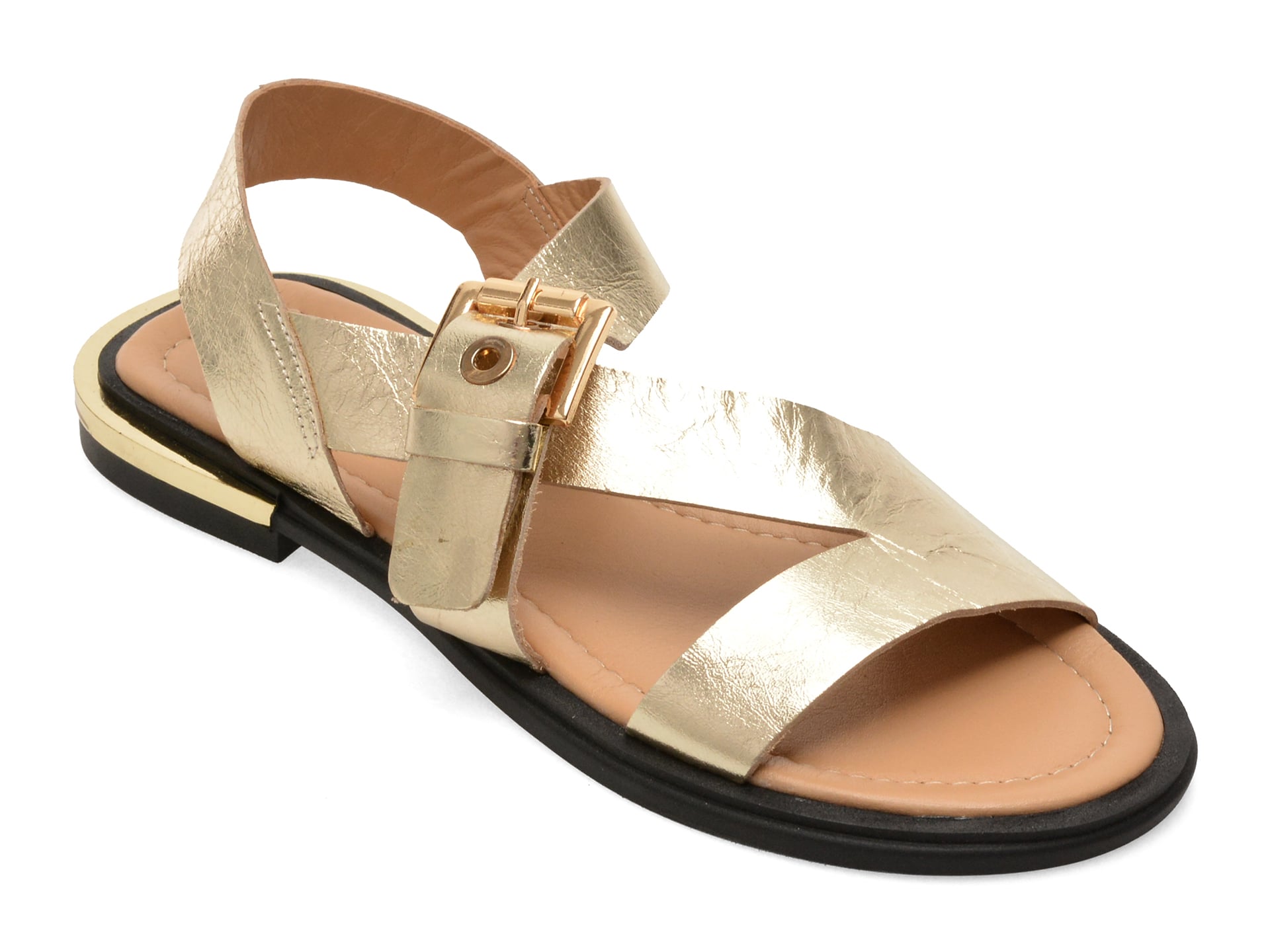 Sandale GOLD DEER aurii, 458015, din piele naturala 1 Sandale GOLD DEER aurii