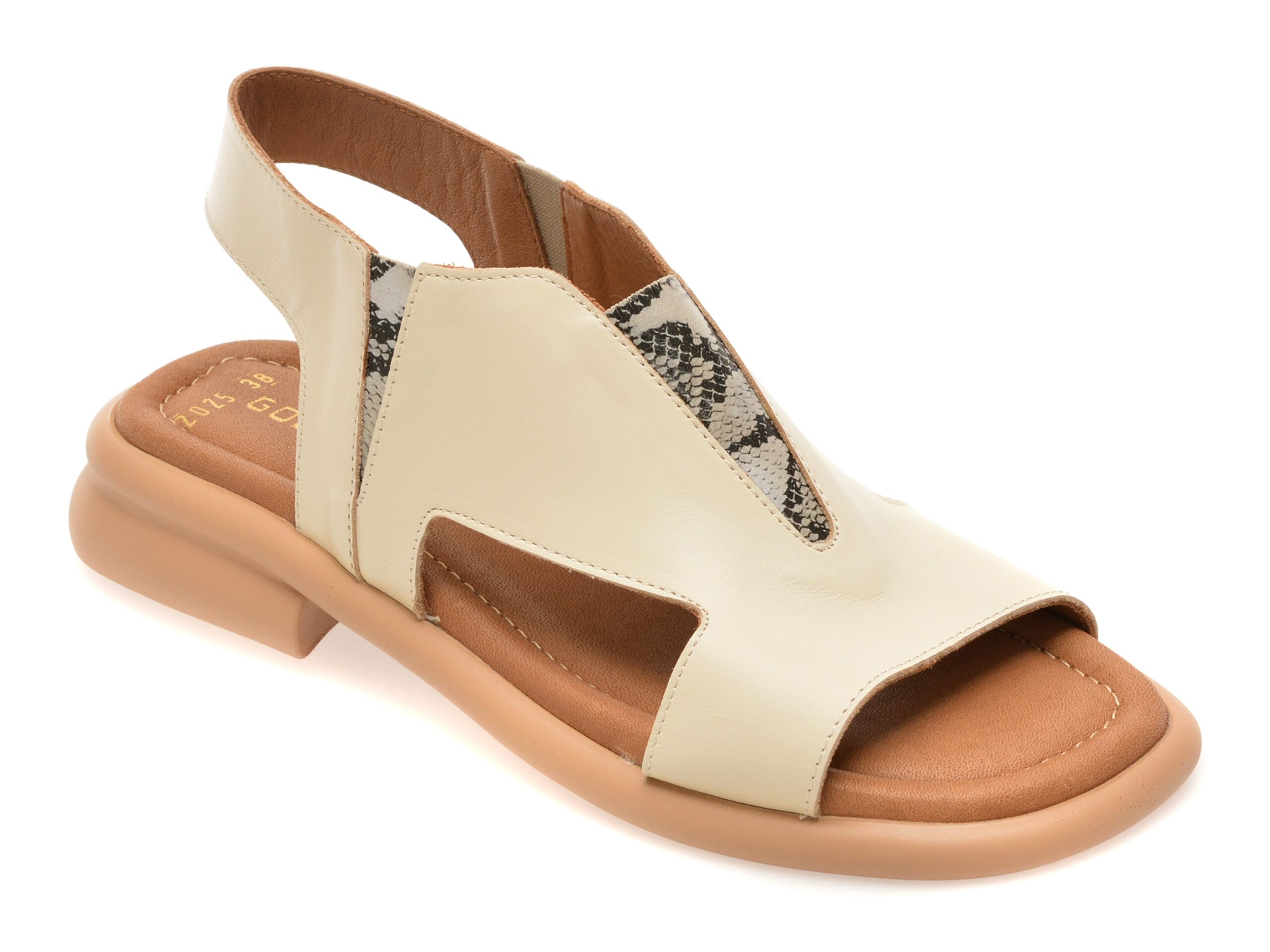Sandale GOLD DEER bej, 22025, din piele naturala 1 Sandale GOLD DEER bej