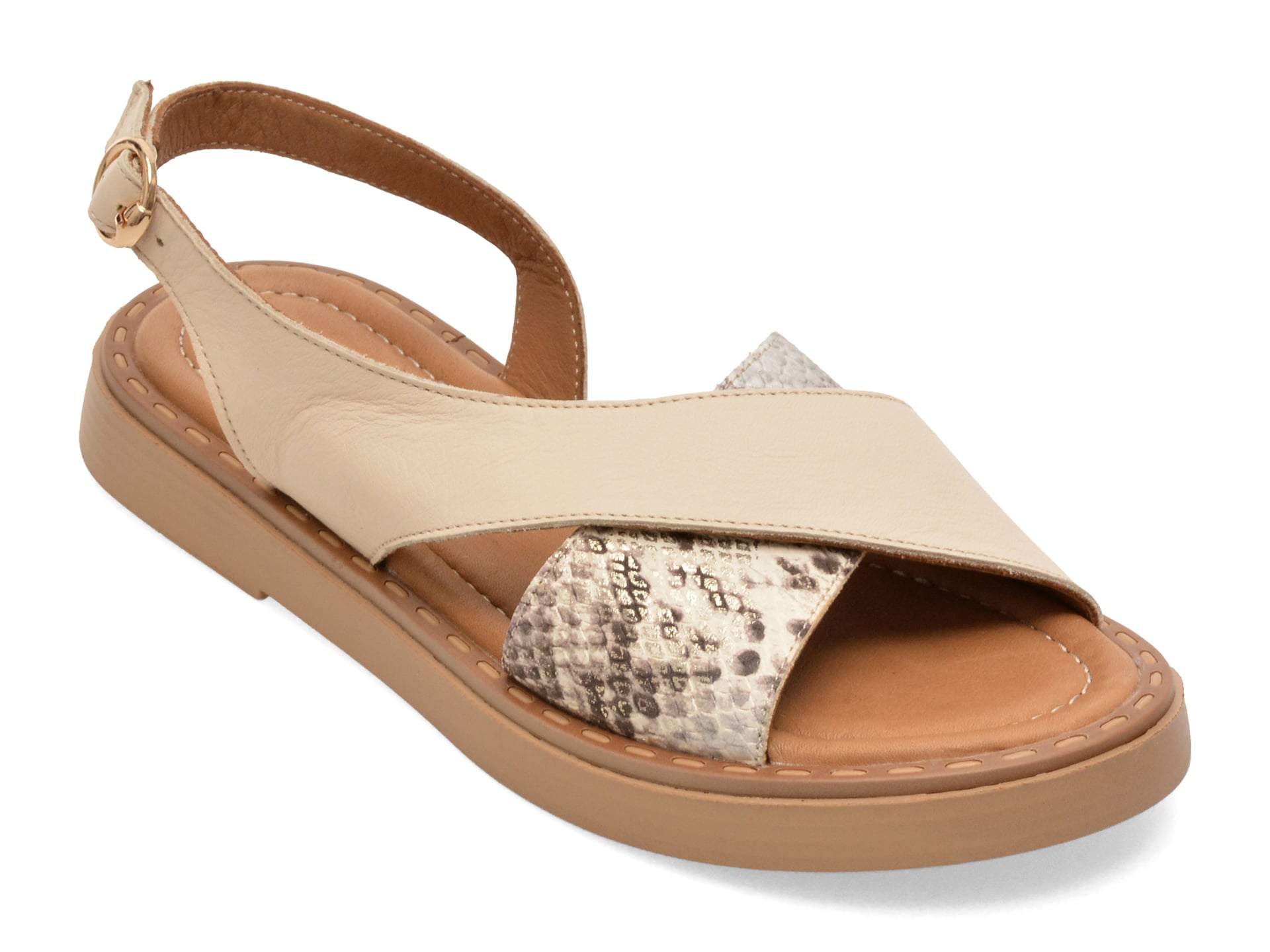 Sandale GOLD DEER bej, 22043, din piele naturala 1 Sandale GOLD DEER bej